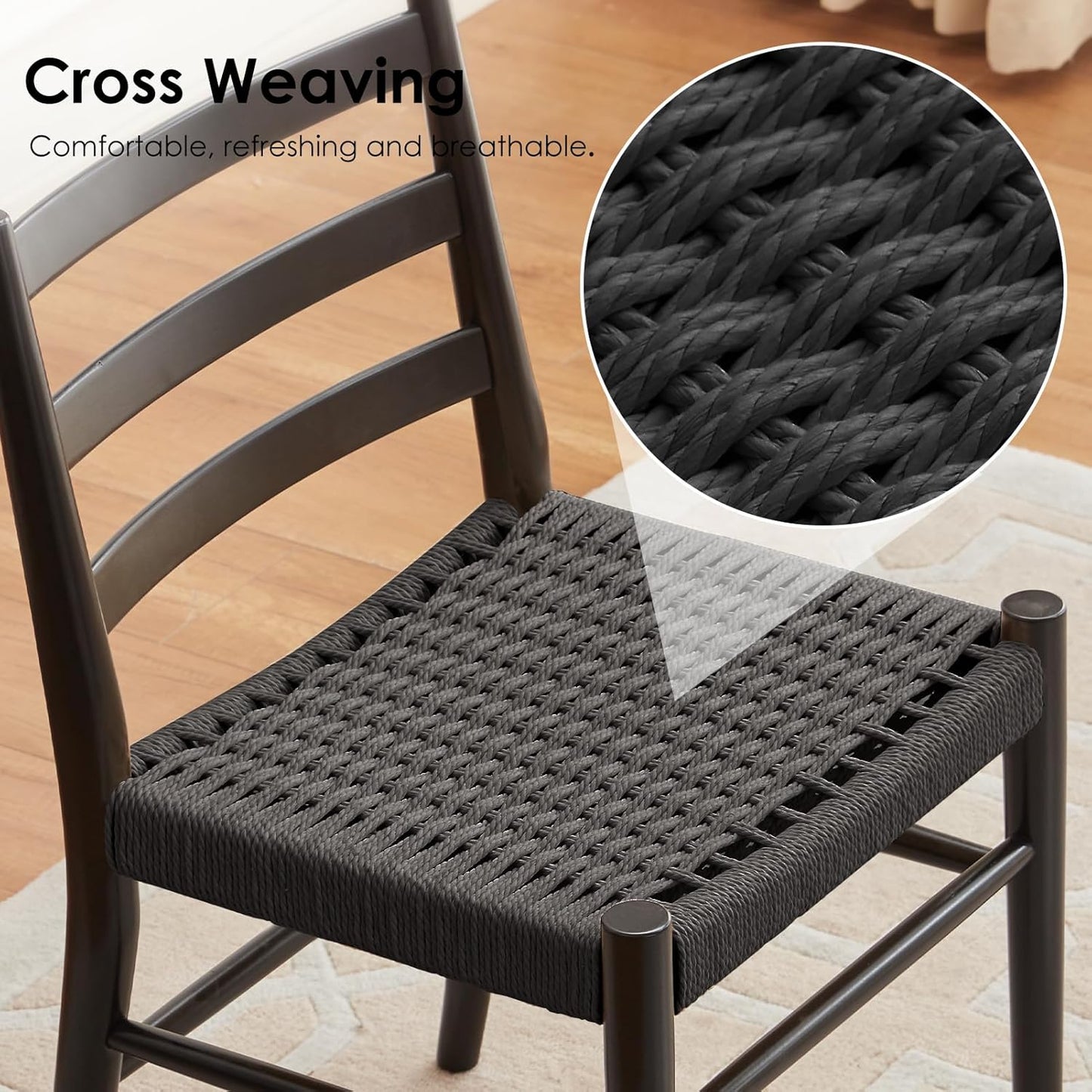 STARY Wood Rattan Dining Room Chairs with Comfortable Woven Seat,Fully-Assembled