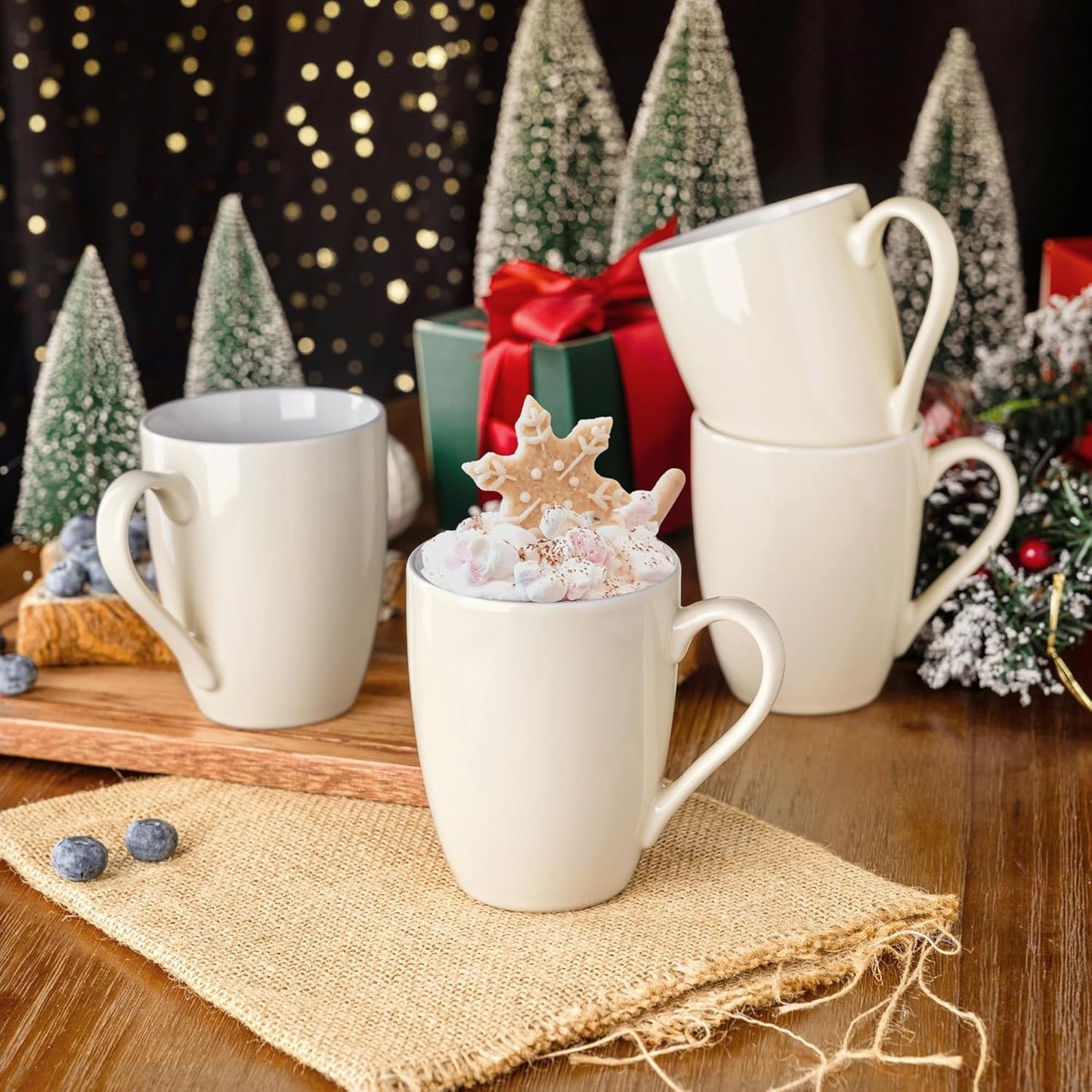 GBHOME 16oz Coffee Mugs Set of 6, Large Ceramic Coffee Mugs for Man, Woman, Dad, Mom, Modern Coffee Mugs Set with handle for Tea/Latte/Cappuccino/Milk/Cocoa. Dishwasher&Microwave Safe,Beige