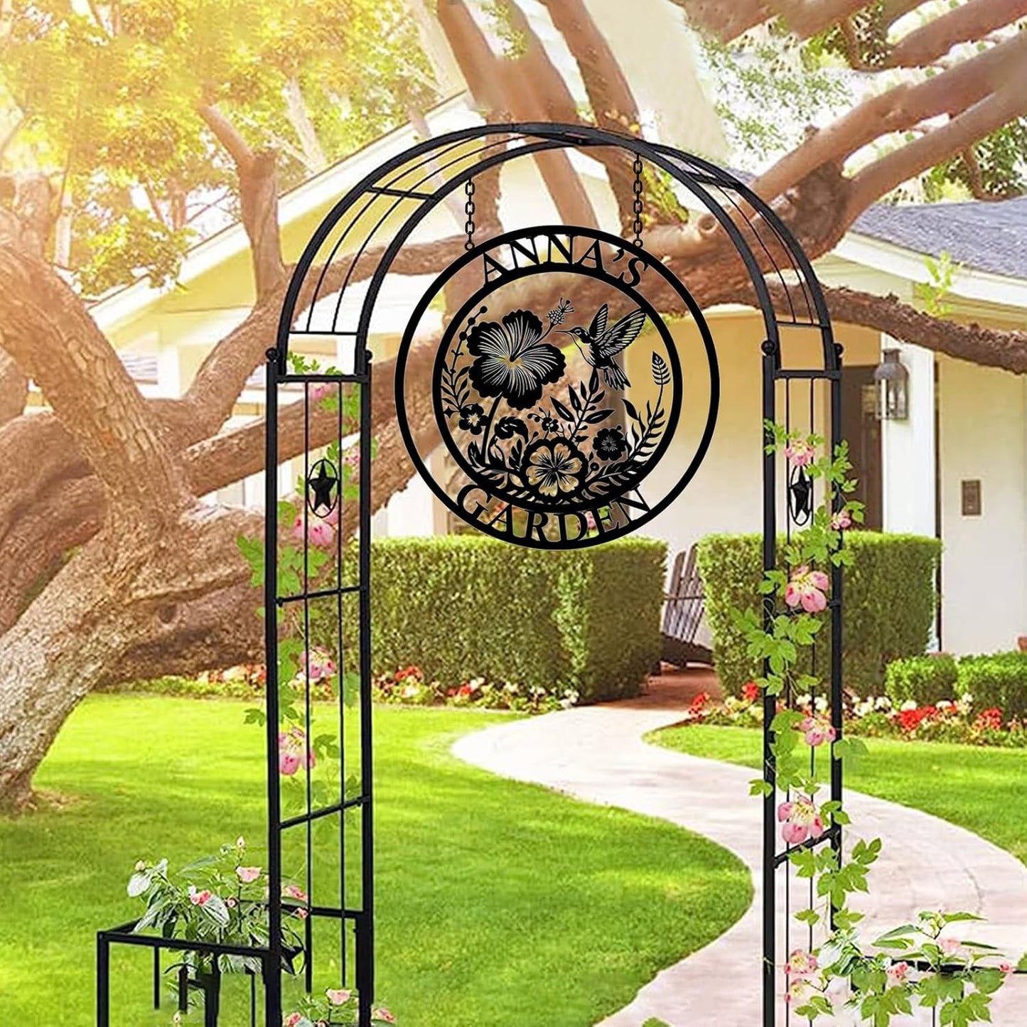Custom Metal Garden Sign, Personalized Metal Home Garden Sign, Garden Gecor for Outside, Personalized Garden Signs with Name, Flower Garden Sign, Mom Grandma Women gifts