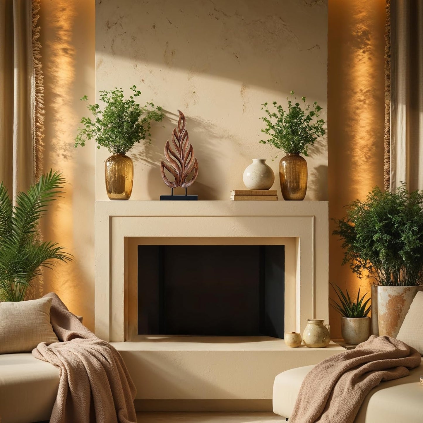 Decozen Wooden Leaf Sculpture - Hand‑Carved Solid Wood Coffee Table Decor and Western Decor Accent for Living Room, Mantel, Bookshelf Centerpiece