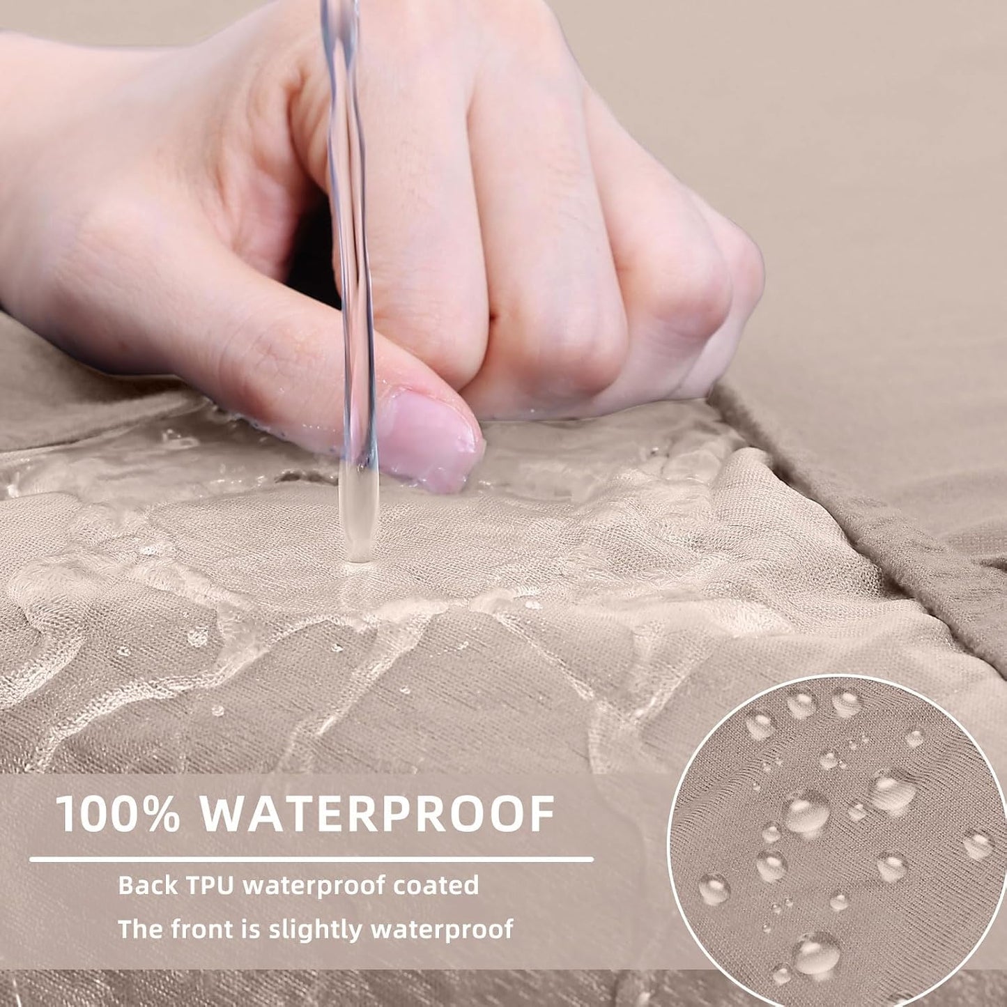 hyha Waterproof Couch Cushion Covers, Stretch Sofa Couch Seat Slipcover for Dog Washable, Non-Slip Waterproof Outdoor Cushion Covers for Patio Furniture Replacement (1 Piece for Large, Taupe)