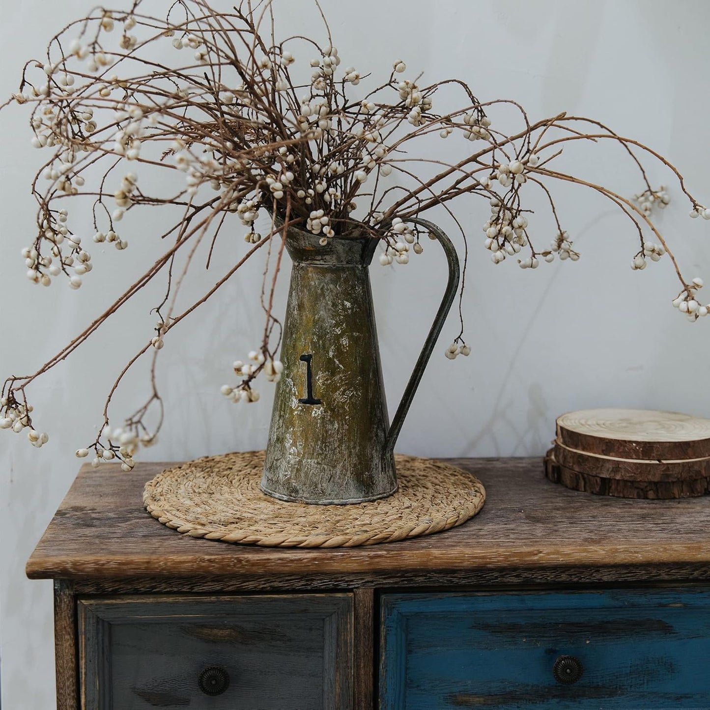 Defined Deco Woven Placemats Set of 4,12" Round Rattan Placemats,Natural Hand-Woven Water Hyacinth Placemats,Farmhouse Weave Place Mats,Rustic Braided Wicker Table Mats for Dining Table,Home,Wedding.