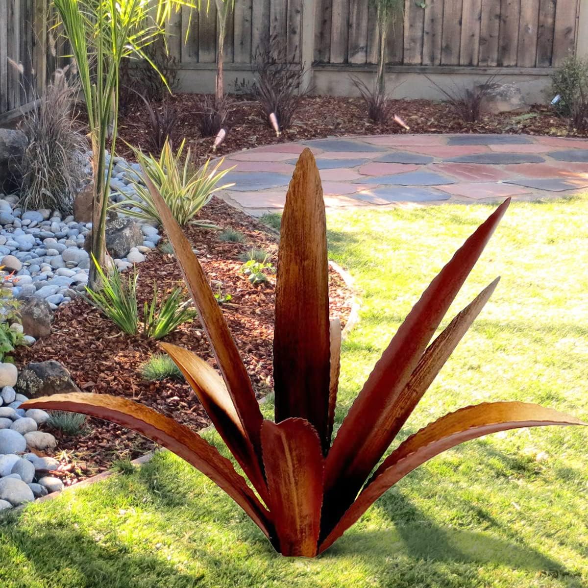 DIY Metal Agave Plant Art Yard Tequila Art Sculpture, Tequila Rustic Garden Sculpture Statue Outdoor Decor,Agave Metal Plants for Yard, Garden Lawn Ornaments (9 Leaves -Yellow)