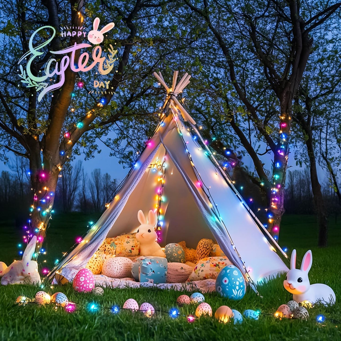 JMEXSUSS 200 LED 66ft Easter Lights String Green Wire, Pastel String Lights Plug in for Spring Bedroom Window Tree Room Outdoor Indoor Party for Easter Decorations