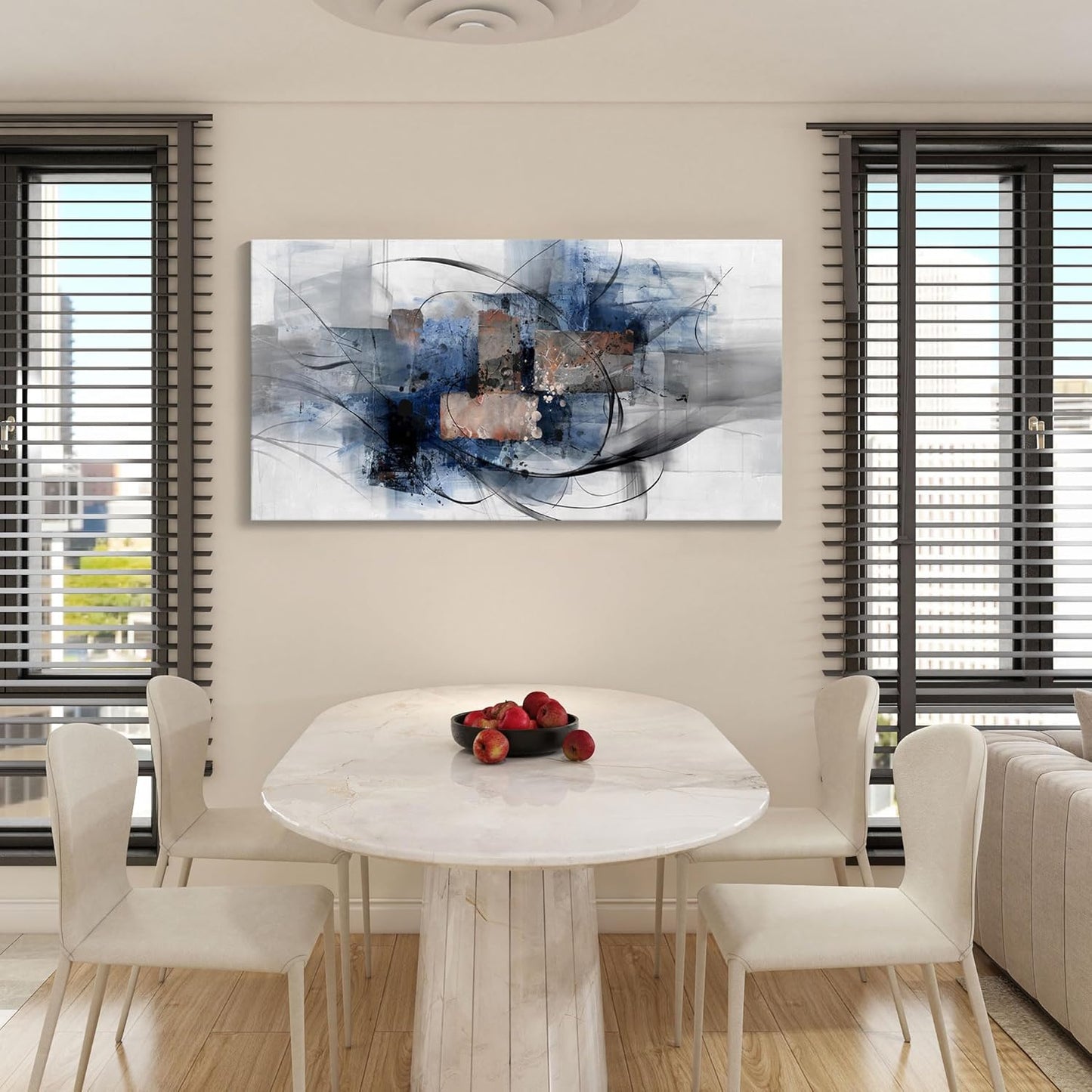 Mofutinpo Black and Blue Abstract Wall Art: Large, Modern Canvas Wall Art for Living Room, Bedroom, Office Decorations - Blue, Grey, Black and White Wall Decor Paintings & Pictures 20×40