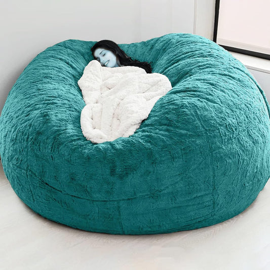 Big Huge Giant Bean Bag Chair for Adults, (No Filler) Bean Bag Chairs in Multiple Sizes and Colors Giant Foam-Filling Required- Machine Washable Covers, Double Stitched Seams (Peacock Blue,7FT)