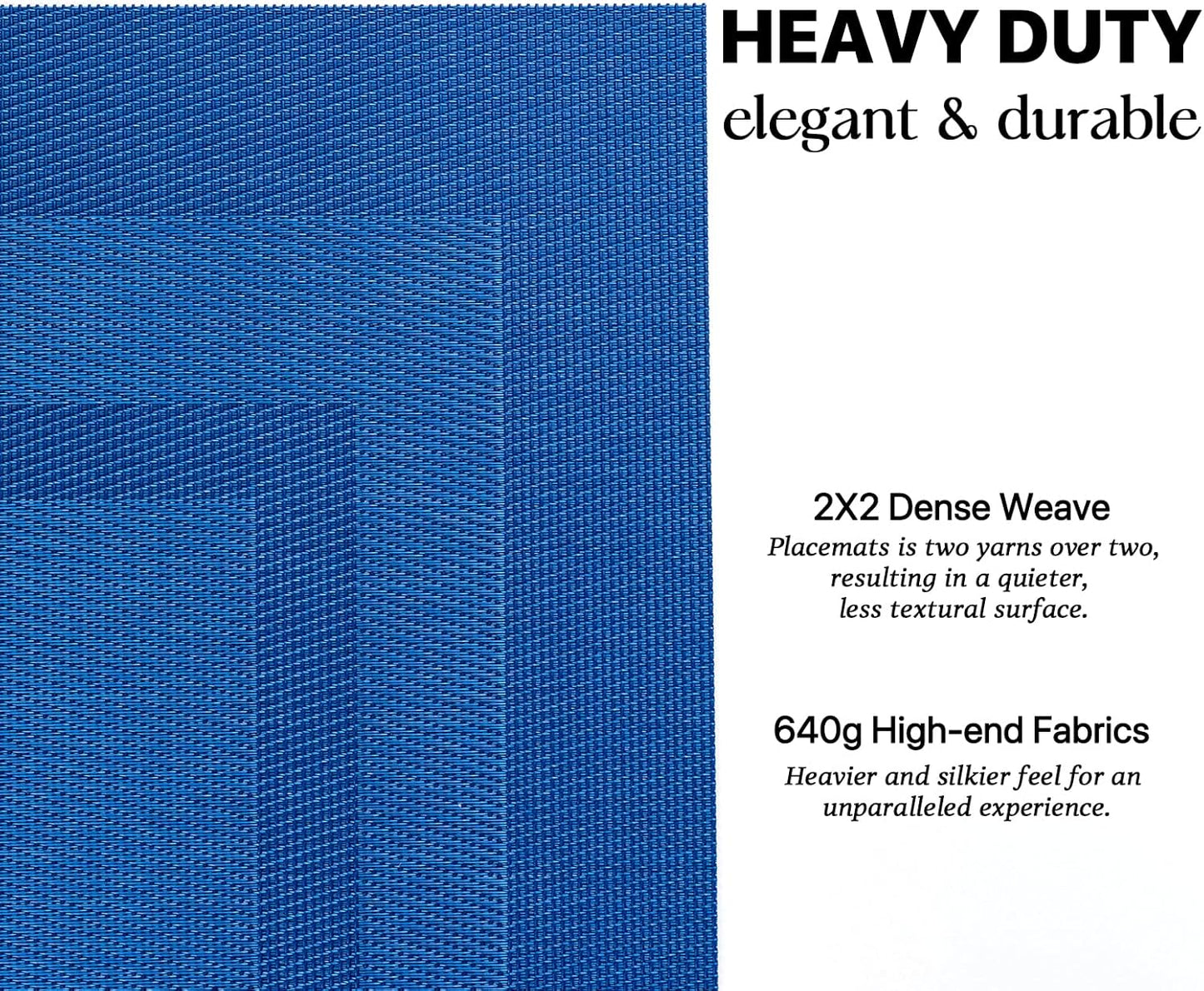 LEXMORE Placemats Set of 4 Vinyl/Plastic Woven Place Mats for Kitchen Table Indoor/Outdoor Washable Placemat Wipeable Dining Table Mats(Navy Cube)