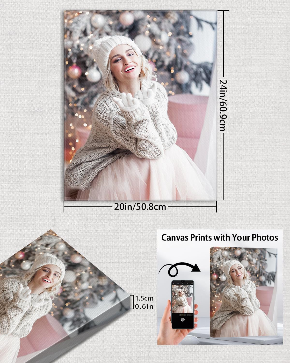 AbcCustomize Custom Canvas Prints,Transform Your Memories into Beautiful Art with Personalized Photo on Canvas,Personalized Canvas Wall Art for Home Decor, Gifts, and Keepsakes