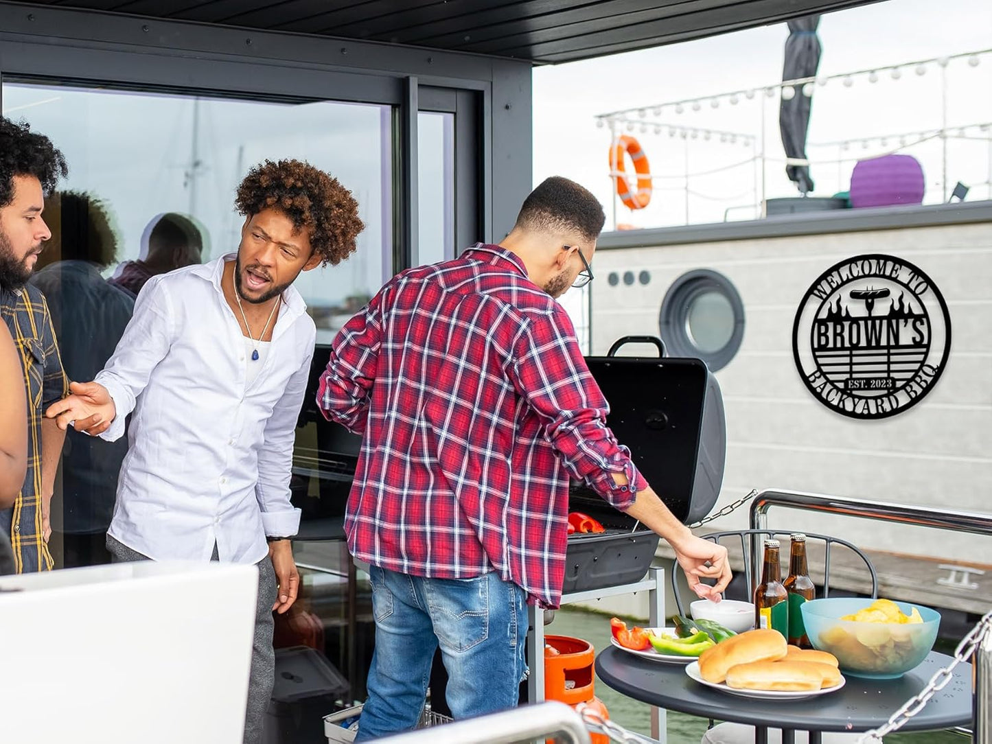 Personalized BBQ Grill Name Sign Custom Grill Sign Outdoor Kitchen Decor Grill Gifts for Dad Backyard BBQ Metal Sign BBQ Grill Sign Barbecue Outdoor Man Cave Decor