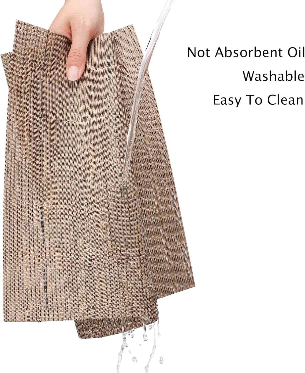 Myir JUN Placemats Set of 4, Vinyl Woven Placemats Place Mats Indoor Set of 4 Washable Table Mats Non-Slip Place mats for Dining Table (Light Brown, Set of 4)