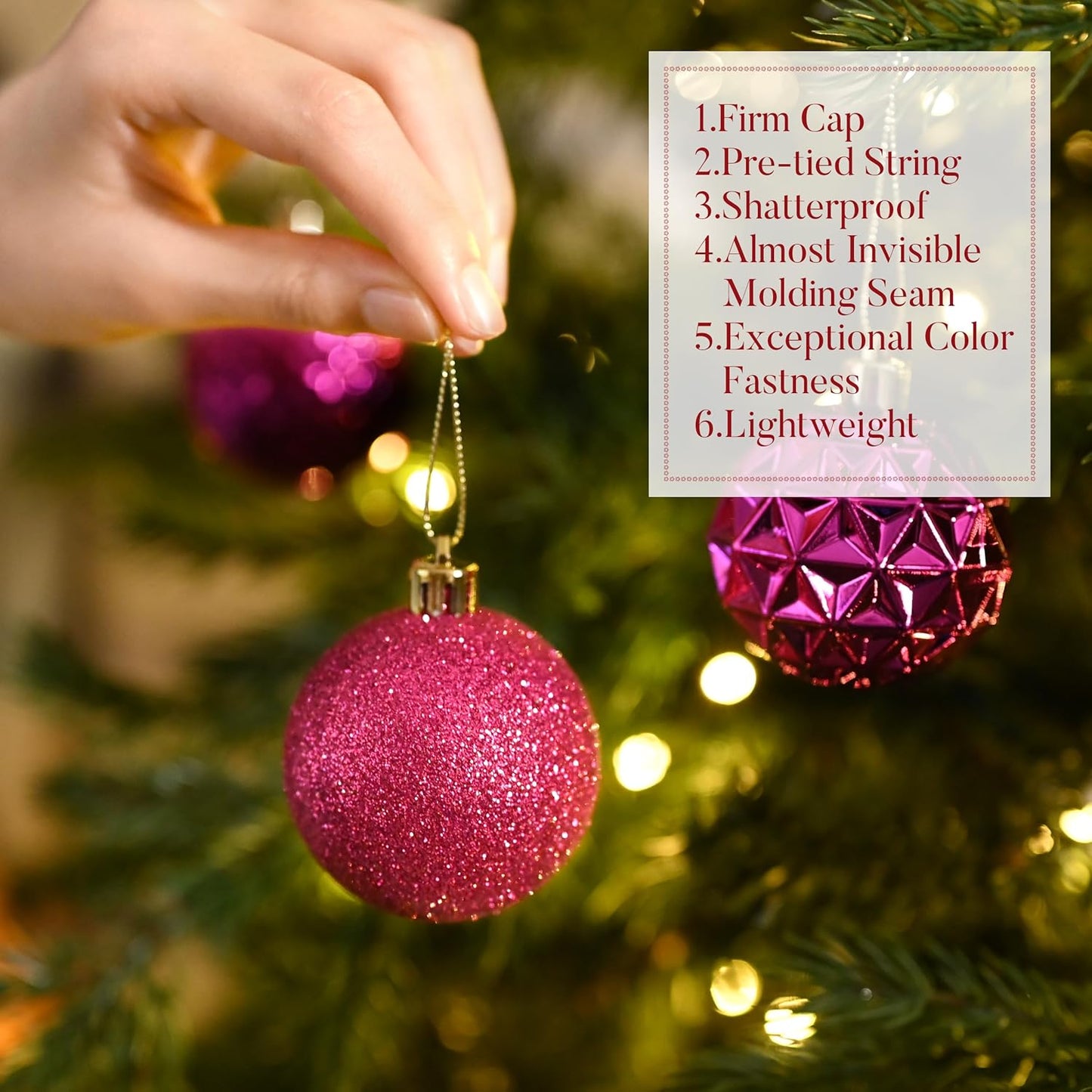 Valery Madelyn Christmas Tree Decorations Ornament Set for Fall Halloween, 50ct 2 Inches Rose Red Shatterproof Christmas Ball Ornaments Hanging Xmas Holiday Party Decor