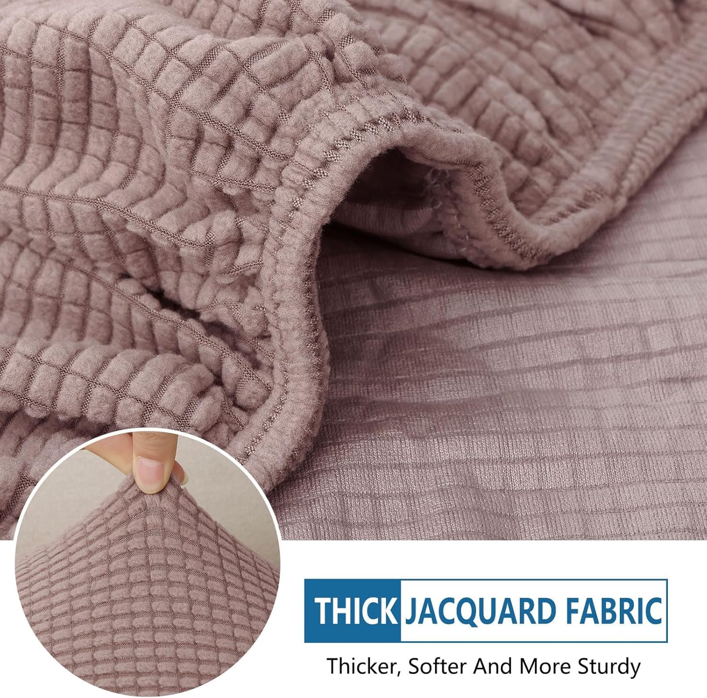 hyha Waterproof Couch Cushion Covers for Pets, Non Slip Sofa Seat Cover for Dogs Washable, Soft Thick Stretch Jacquard Fabric, Sofa Slipcovers with Elastic Bottom (3 Pieces, Camel)