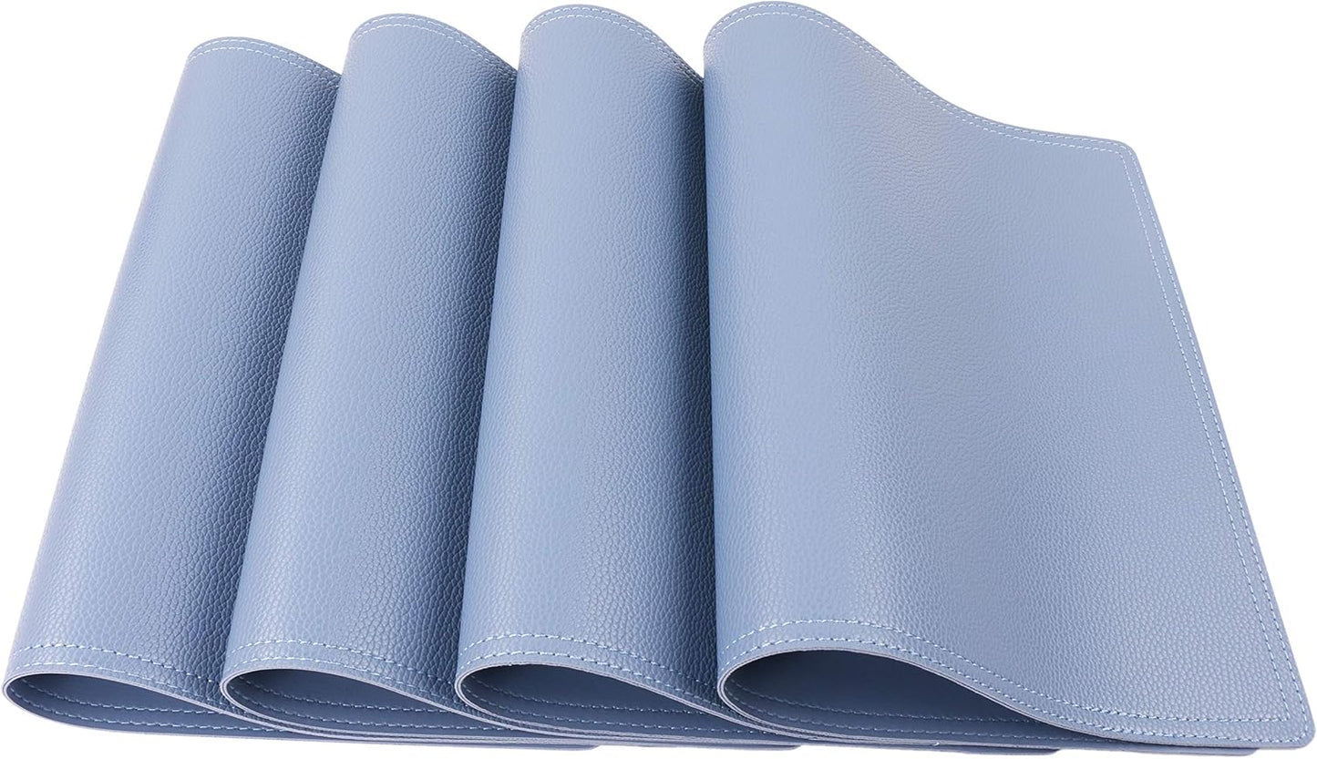 Jovono Set of 8 Faux Leather Placemats, PU Table Mats, Waterproof, Stain Resistant, Heat Resistant, Easy to Clean for Kitchen Dining Table,Conference Table, C Light Bule