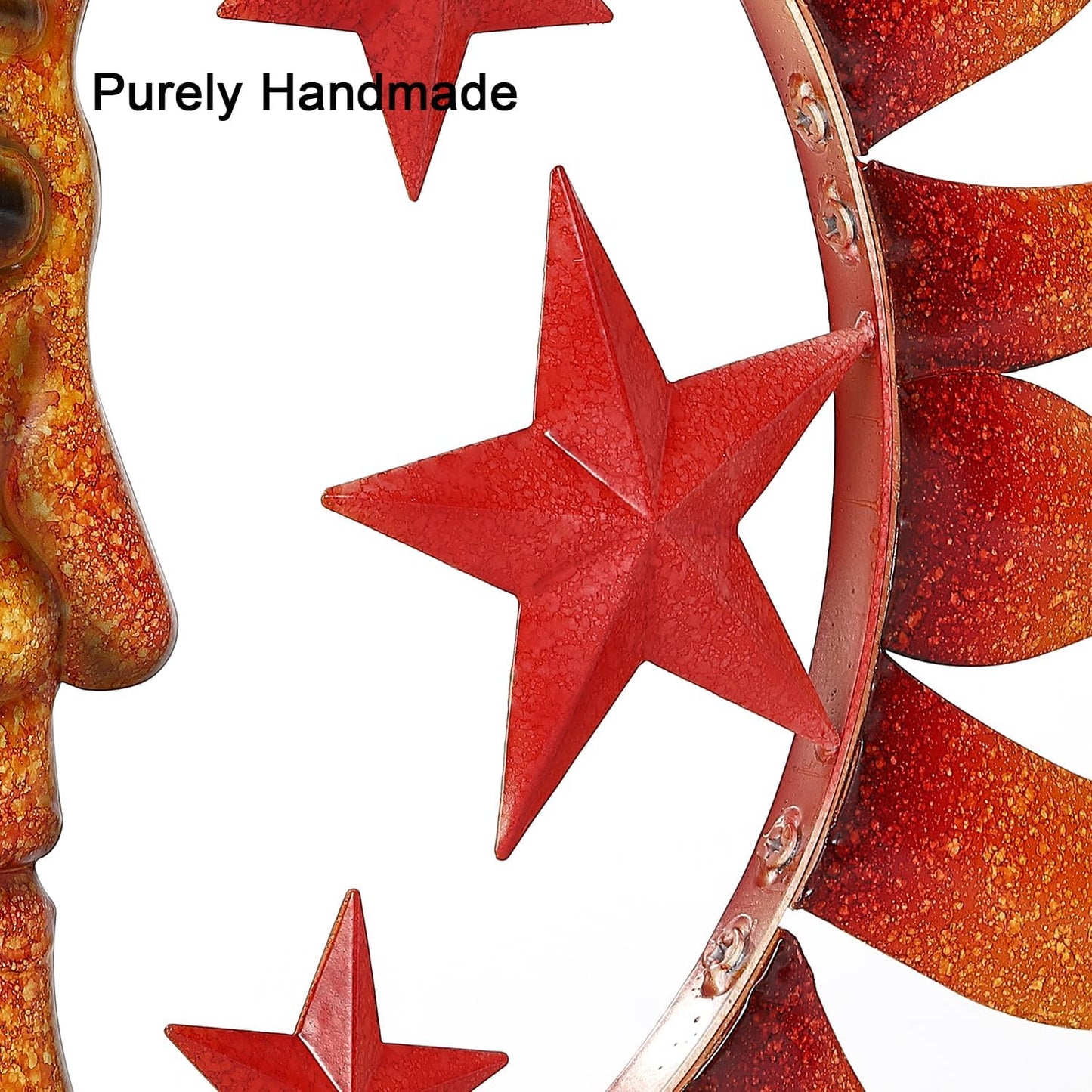 TICKCACY Metal Sun Wall Art Decor, 30.5” Large Sun And Moon Sculpture for Indoor Outdoor, Moon And Sun Wall Hanging Decor for Living Room Farmhouse Yard Garden Patio