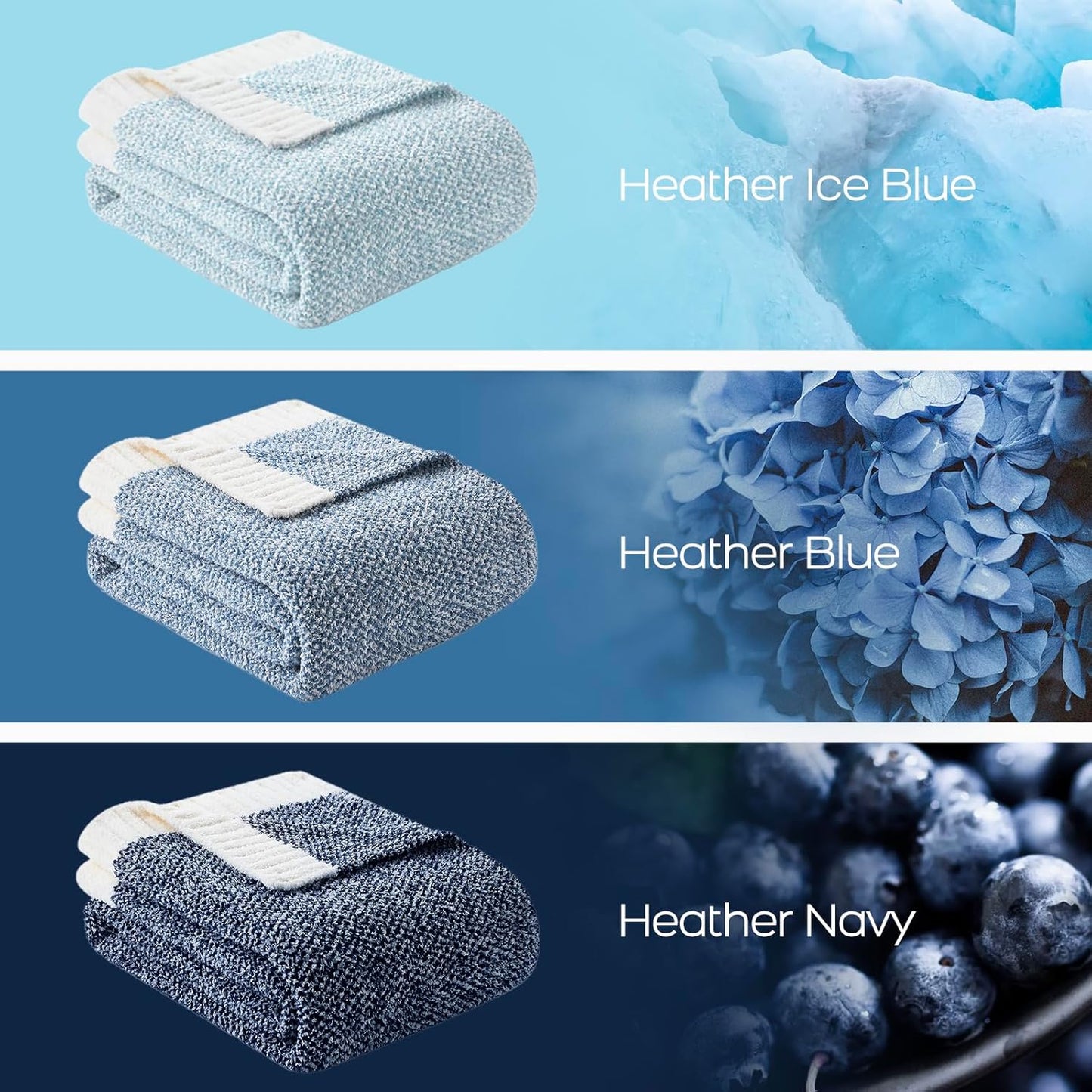 Snuggle Sac Blue Bedding Blanket Twin Size for Bed and Sofa, Reversible Super Soft Blankets Warm Cozy Knit Blankets Fuzzy Plush for Couch, Living Room, Blue, 60x80 inches