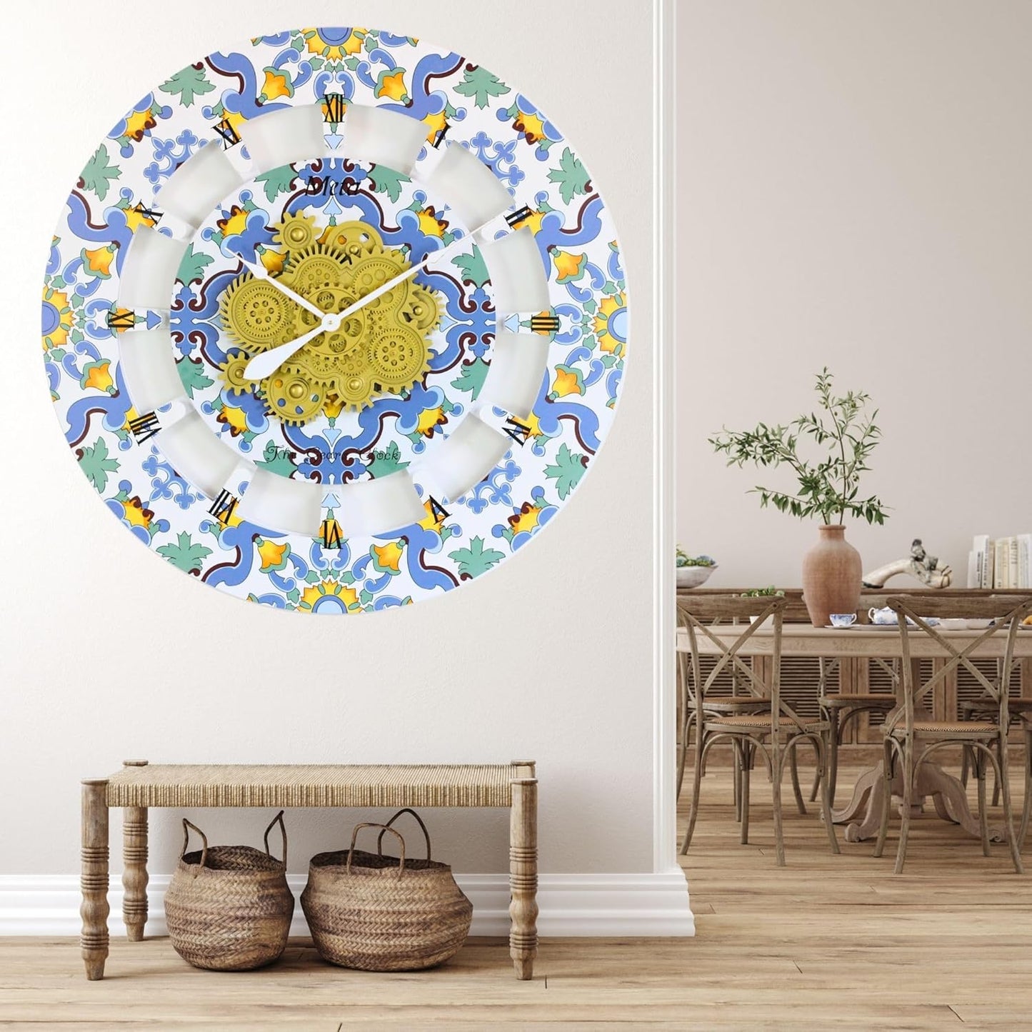 The Gears Clock Wall Clock Italy Collection with Moving Gears (Meta, 36 inch Round)