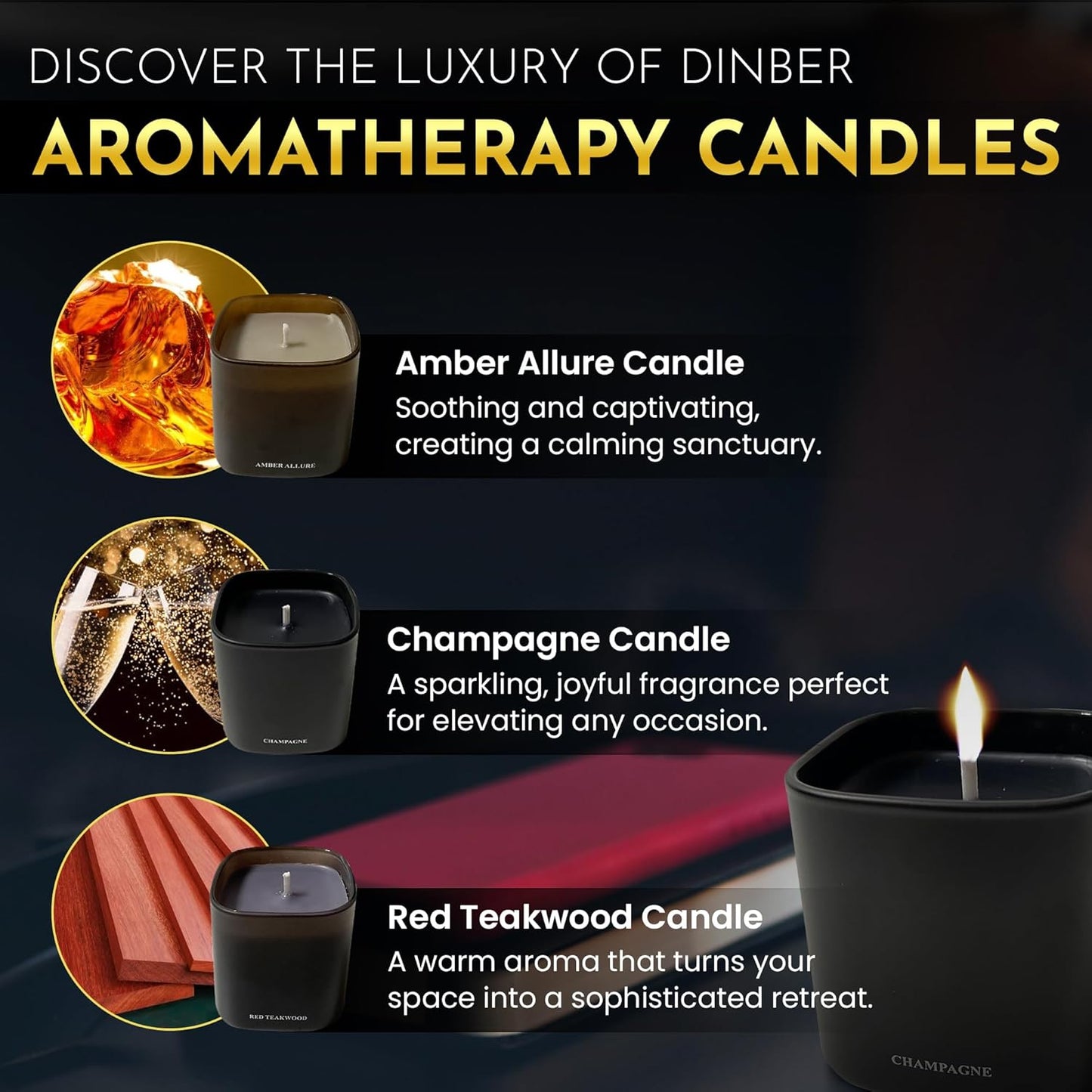 Candle Gift Set – 3 Scented Soy Candles, Clean Burn 50+ Hrs – Flower-Inspired Scents: Amber, Red Tea Wood, Champagne – Bulk Set for Women Giftset, 9.8oz Each, Gift Idea for Women, Home Decor, Birthday