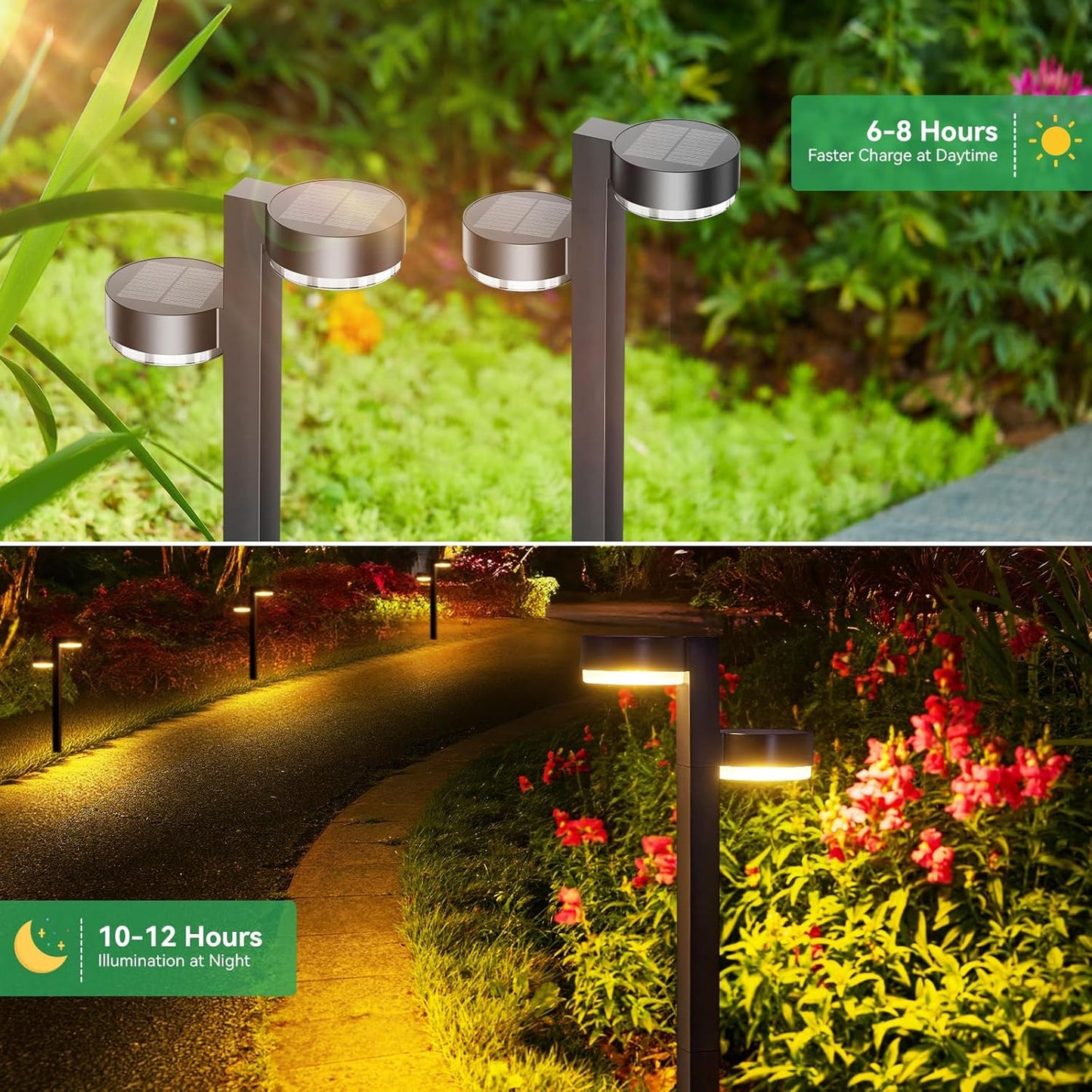 Solar Pathway Lights Outdoor Waterproof, 4 Pack with 8 Head Solar Lights Outdoor Super Bright Up to 12Hrs, Auto On/Off Garden Light for Yard Patio Path Walkway Driveway Outside Decor