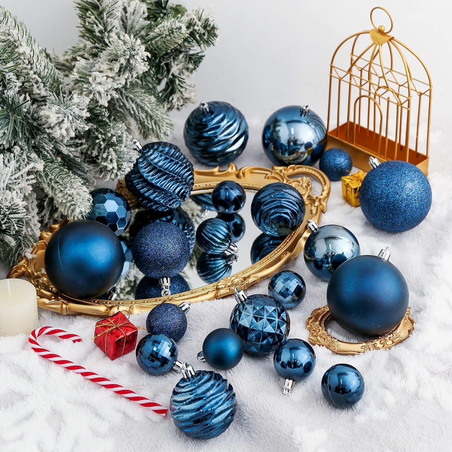 XmasExp 60mm/2.36" Christmas Ball Ornaments Shatterproof Christmas Ornaments Set Decorations for Xmas Tree Balls - 24ct (2.36'', Blue)