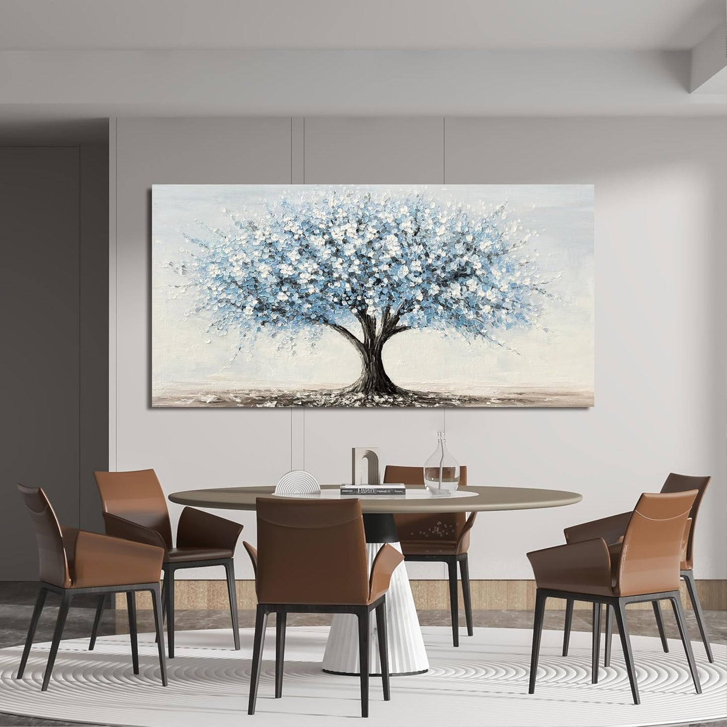 Large Canvas Wall Art Decor Large Tree of Life Wall Art Canvas Art Wall Decor Wall Art Pictures for Living Room Vintage White Blue Wall Art Prints Artwork for Walls Bedroom Office Decor 29" X 58"
