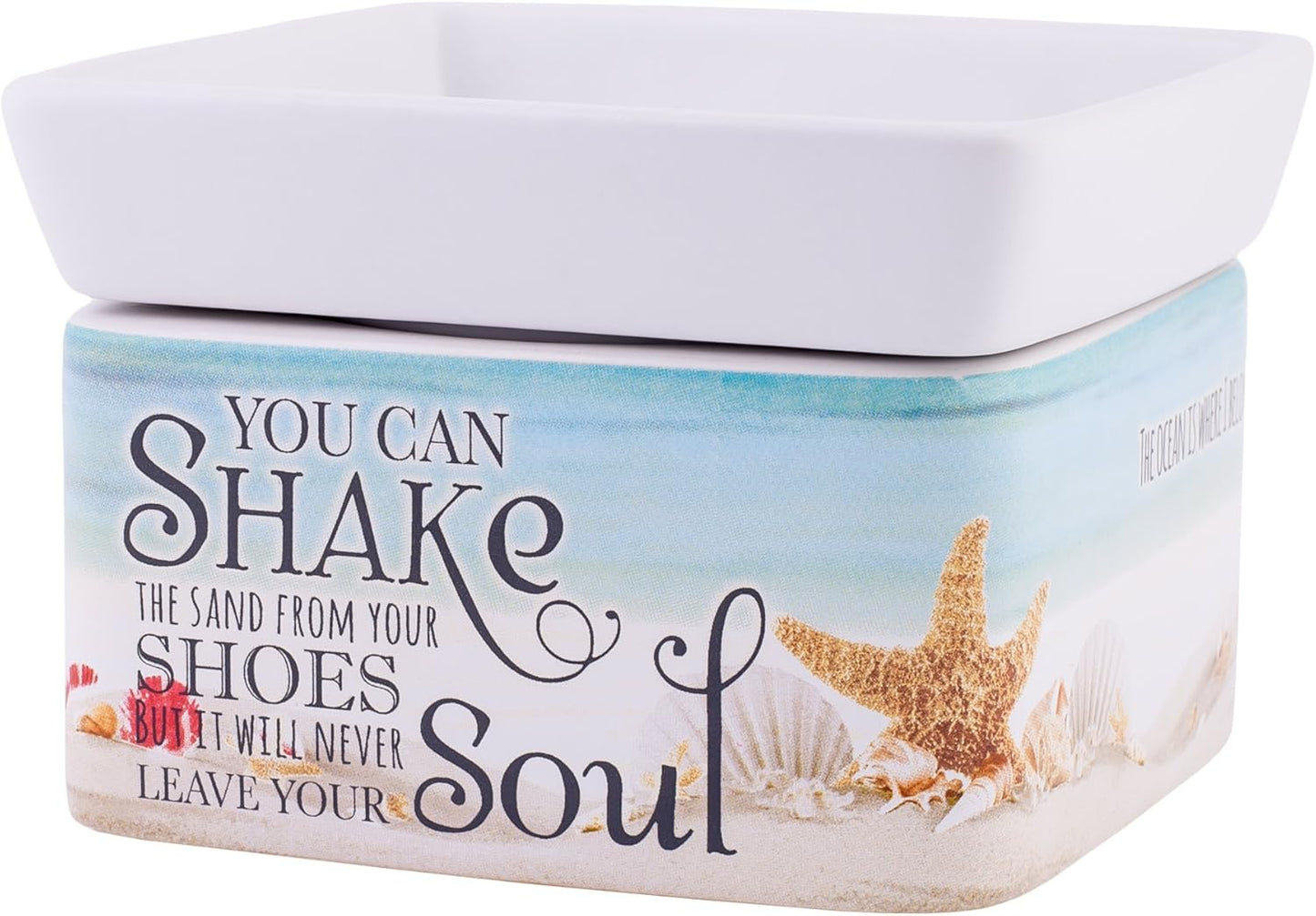 Shake Sand from Shoes Beach and Ocean Stoneware Electric 2-in-1 Jar Candle and Wax Tart Oil Warmer