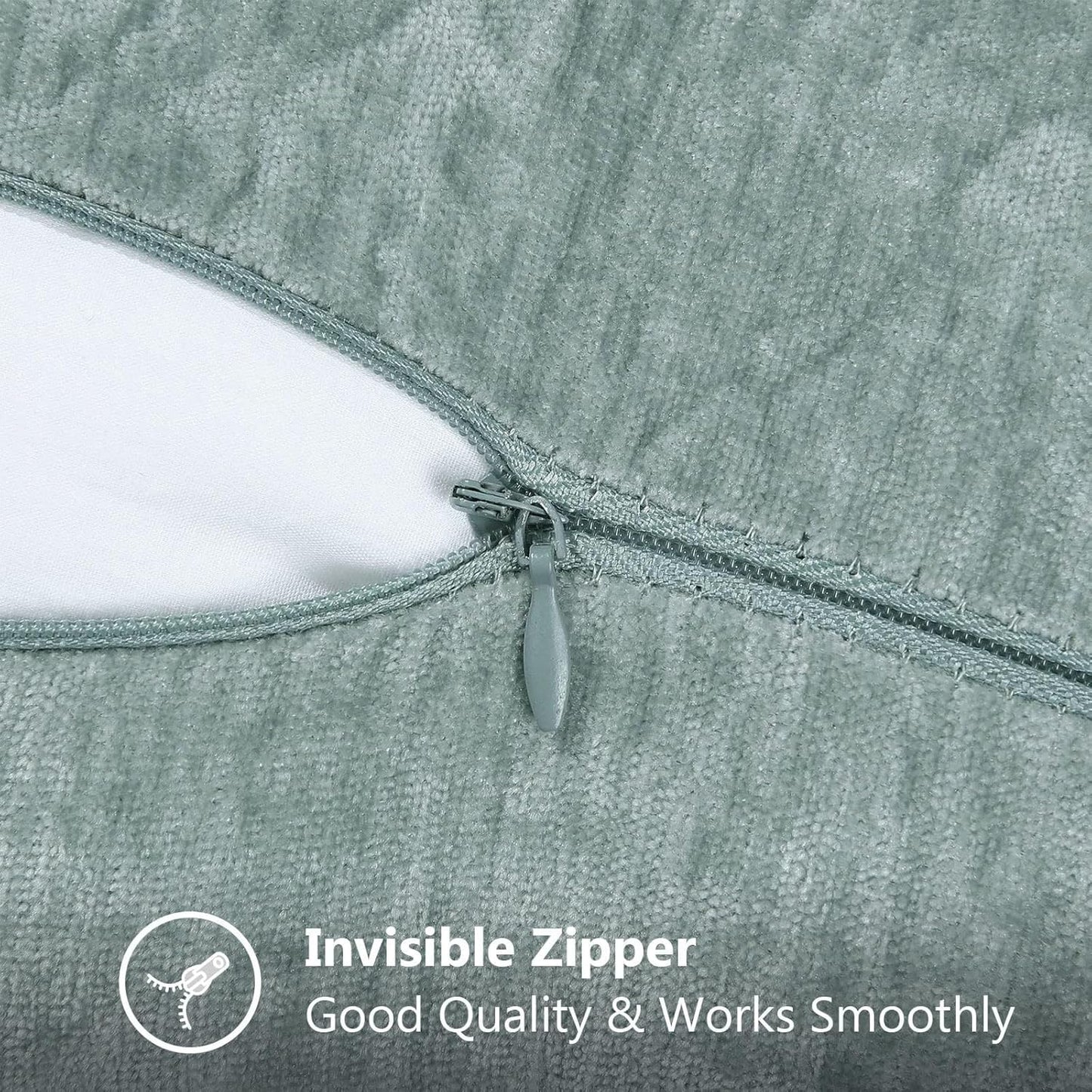 decorUhome Chenille Soft Throw Pillow Covers 24x24 Set of 2, Farmhouse Velvet Neutral Decorative Euro Pillow Covers with Stitched Edge for Couch Sofa Bed Home Decor, Aqua Haze