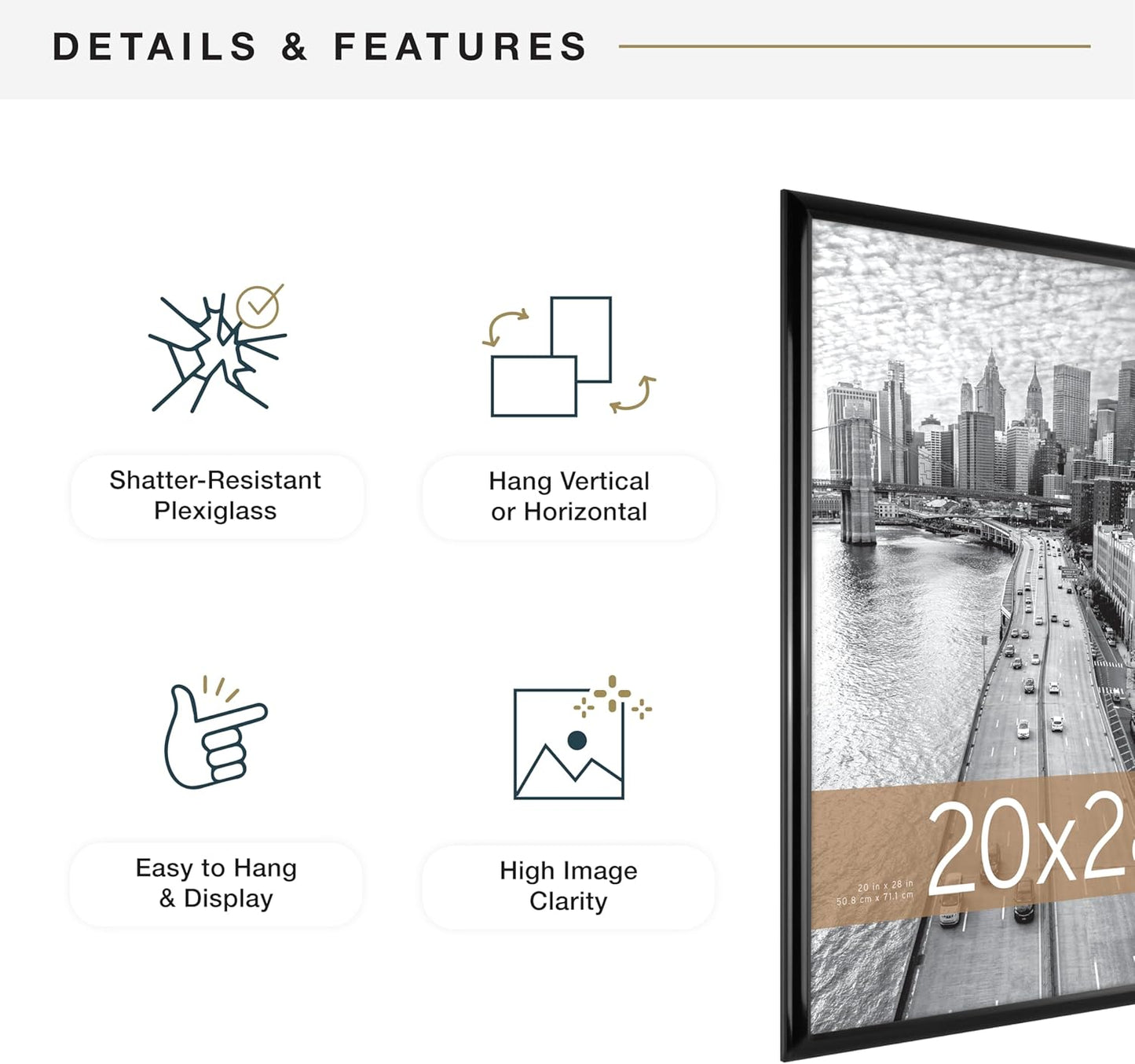 MCS Trendsetter Poster Frame, Black, 20 x 28 in, 2 pk