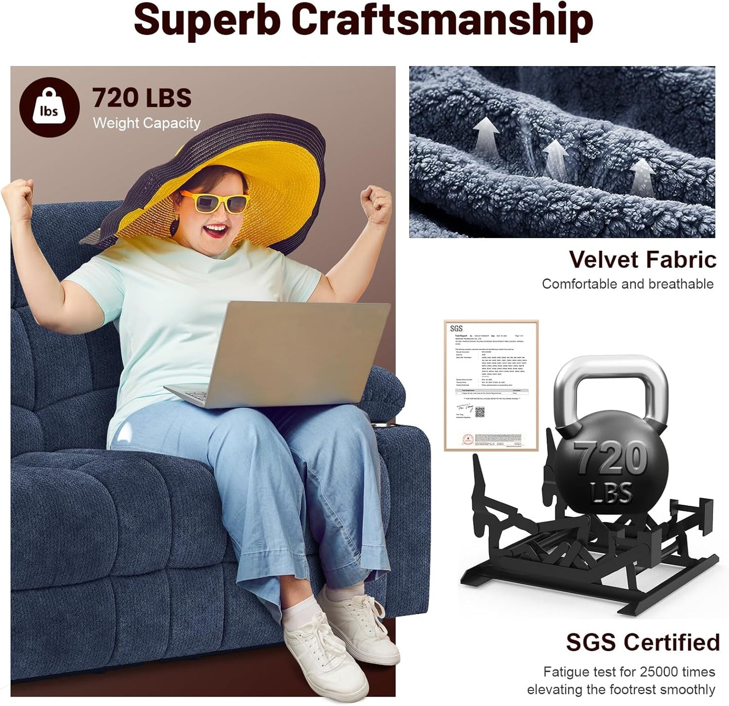 Loveseat Recliner Sofa, 2 Seater Minimalist Style Fabric Manual Pull Tab Reclining Loveseat with USB Charge Ports, Cup Holders, Recliner Love Seat Couches for Living Room, RV, Blue