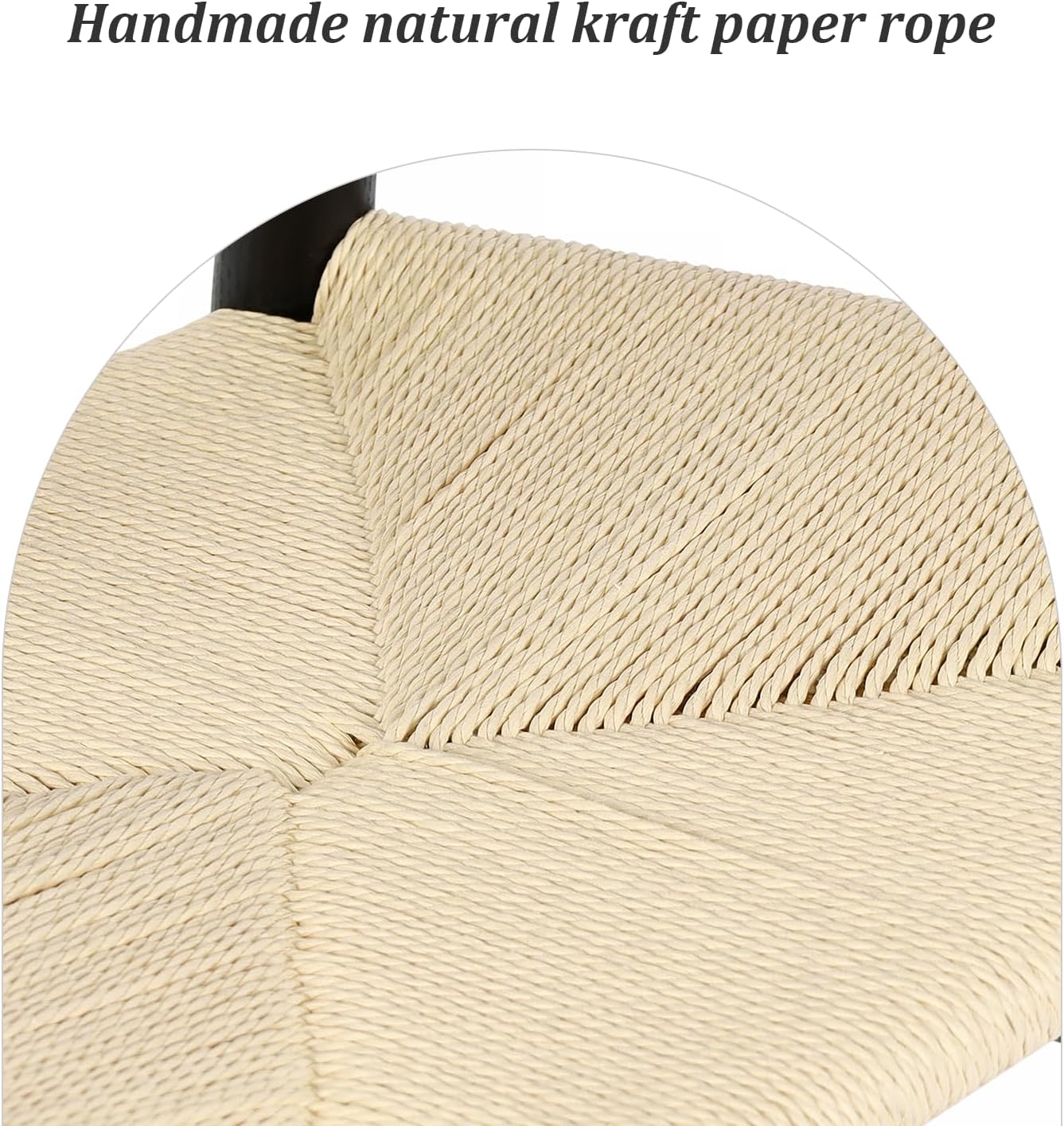 Wishbone Chair Natural Solid Wood Dining Chair/Hans Wegner Y Chair Rattan and Wood Accent Armrest Chairs - Ash Wood Chairs Set of 1 (Ash Wood - Black + Natural Color)