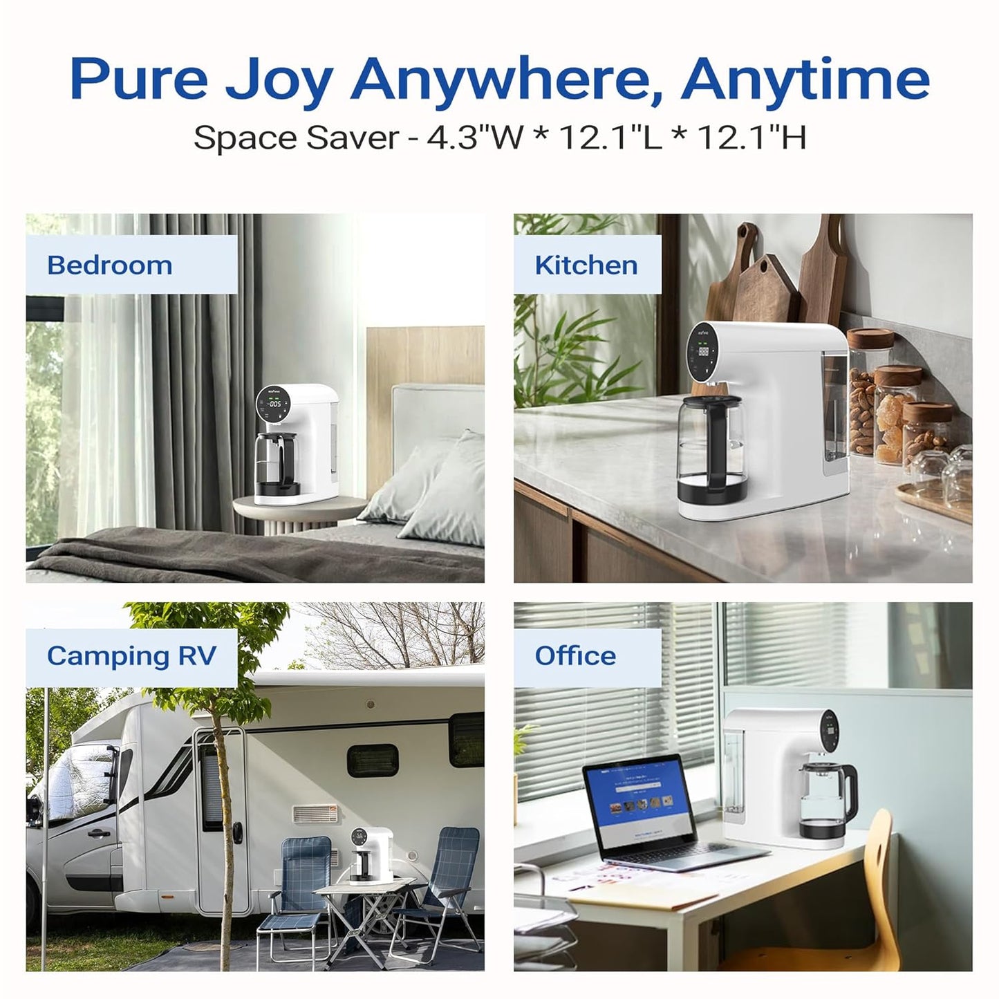 Ecoviva Countertop Reverse Osmosis Water Filtration System, Portable RO Water Filter Purifier with 5 Stage Filtration, 3:1 Pure to Drain, TDS Monitor, Faster Delivery Flow, Plug and Use - White