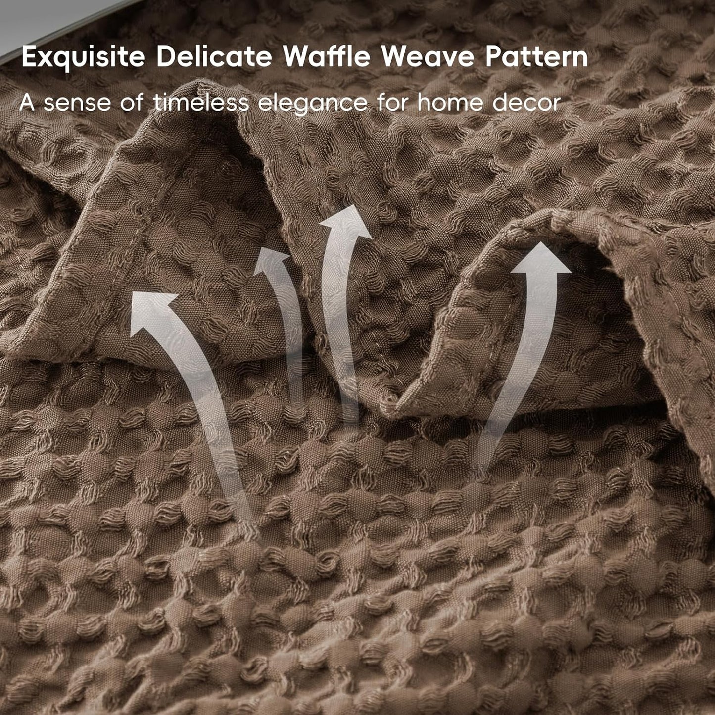 PHF Ultra Soft Waffle Weave Throw Blanket 50"x 60"- Washed Lightweight Breathable Cozy Woven Blanket for Bed - Aesthetic Decor for Couch Bedding Sofa Home Car - Cocoa Brown