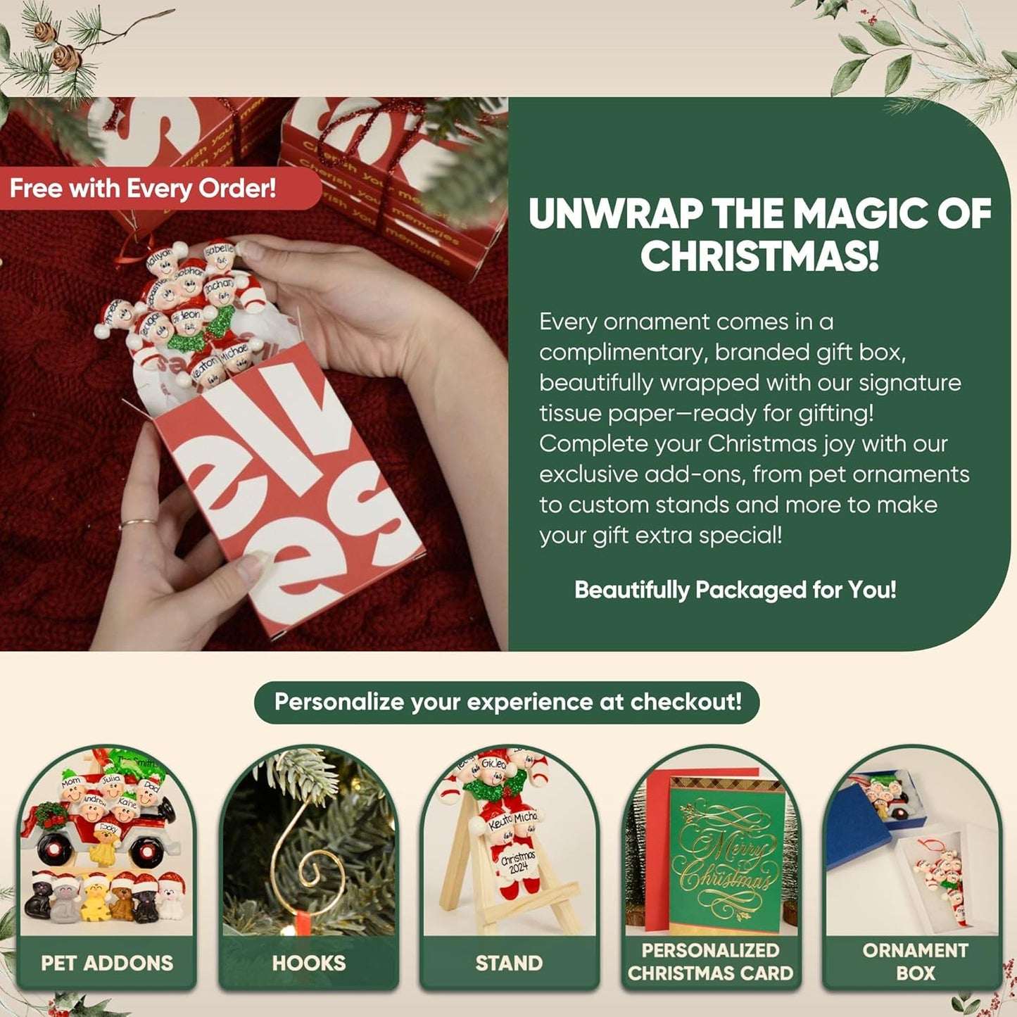 3D White Mantle Family of 3 Christmas Ornament 2025 Personalized Family Christmas Ornaments 2025 | Garland Fireplace Personalized Tree Ornaments Customizable Gifts Red Stockings of Three Ornament