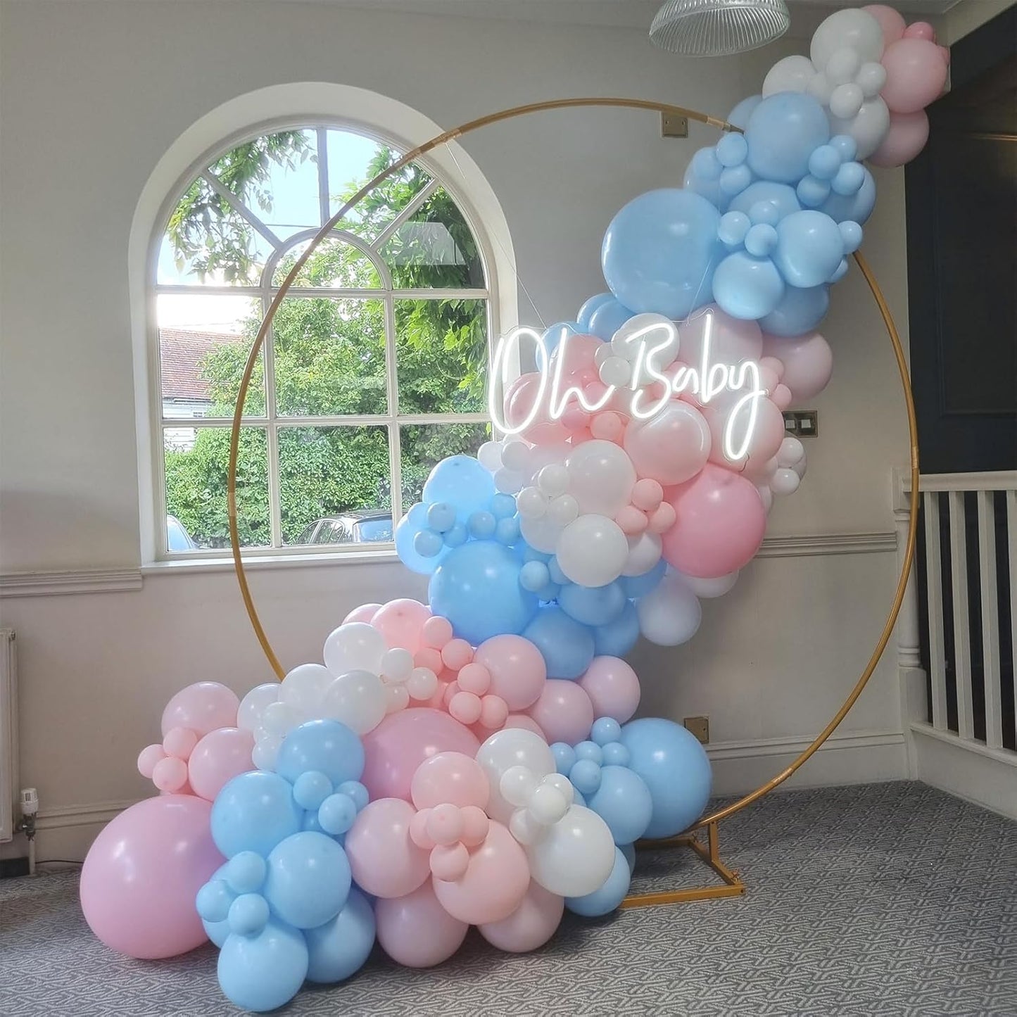 Pink and Blue Balloons 12 Inch Pastel Light Baby Blue Pink White Party Balloon with Confetti Latex Balloons for Gender Reveal Boy or Girl Princess Birthday Bridal Baby Shower Party Decorations
