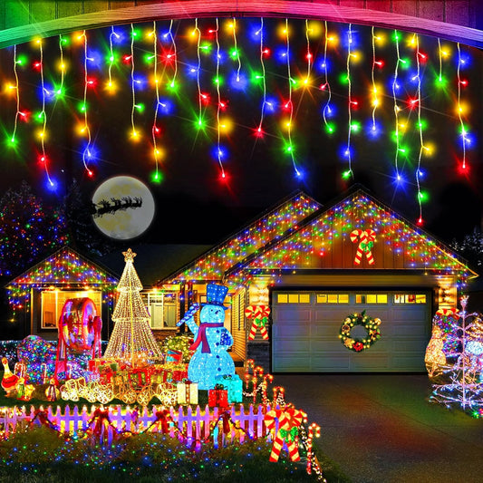 164FT Ice Lights Outdoor, 1600 LED Drops with Timer & Memory, IP44 Waterproof - Multicolor for Christmas Yard Decor