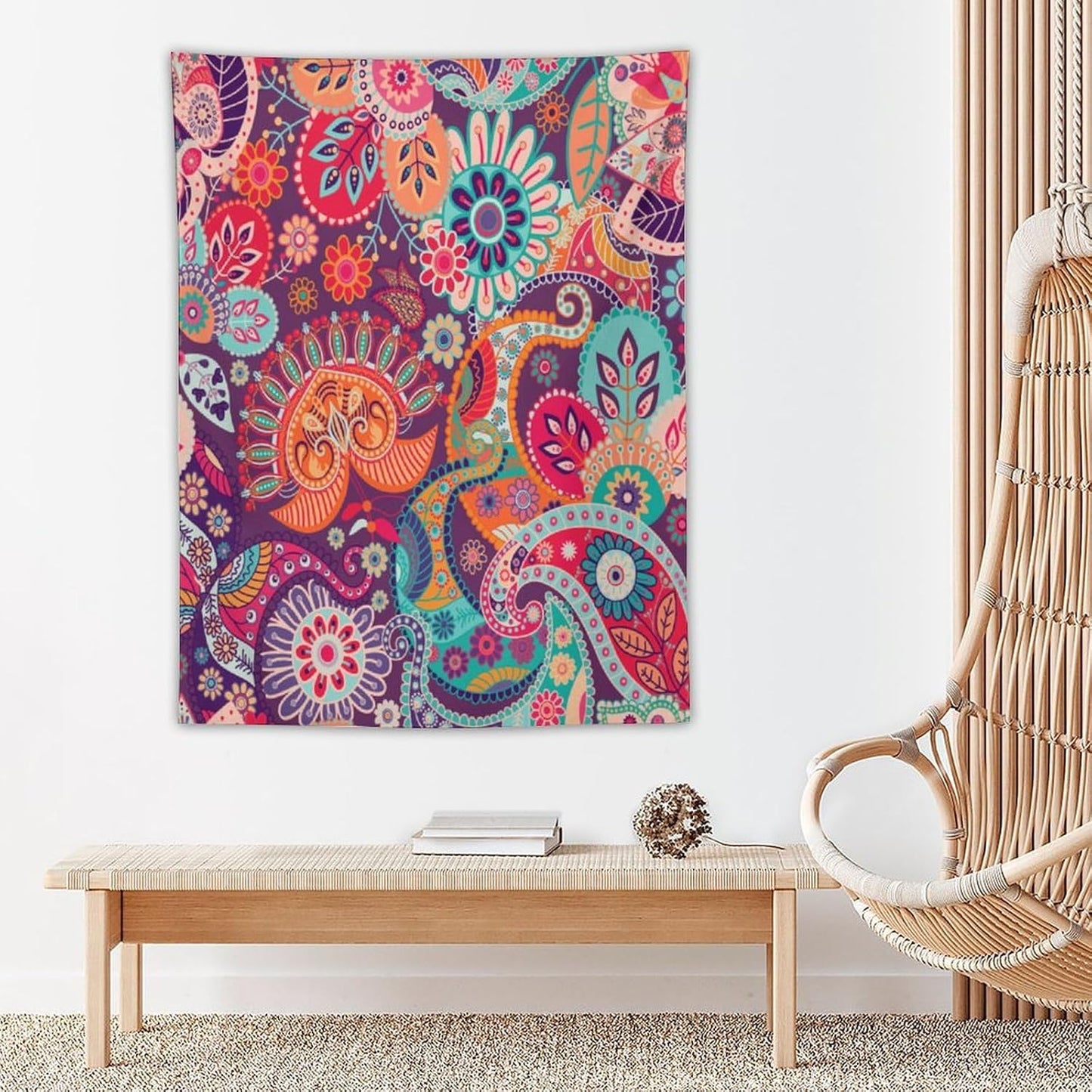 ICMOLYYENLO Palm Leaf Tapestry Wall Hanging, Tropical Leaves Plant Jungle Green Hawaiian Art Home Decor for Guest Bedroom Living Room Dormitory 60x60 Inch