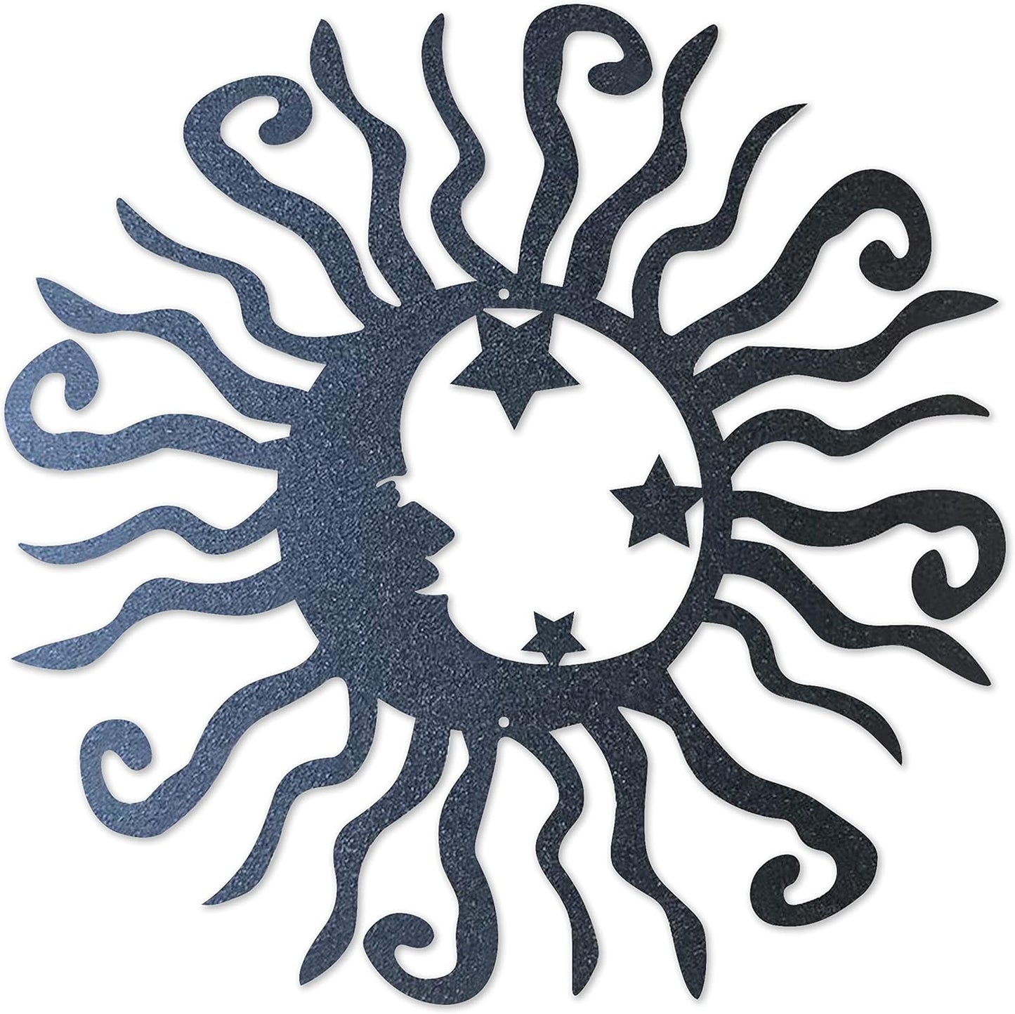 Riverside Designs Wacky Solar Moon Metal Wall Art Steel Outdoor Decor | Heavy-Duty and Waterproof | Made in USA (Black, 12L x 12W)