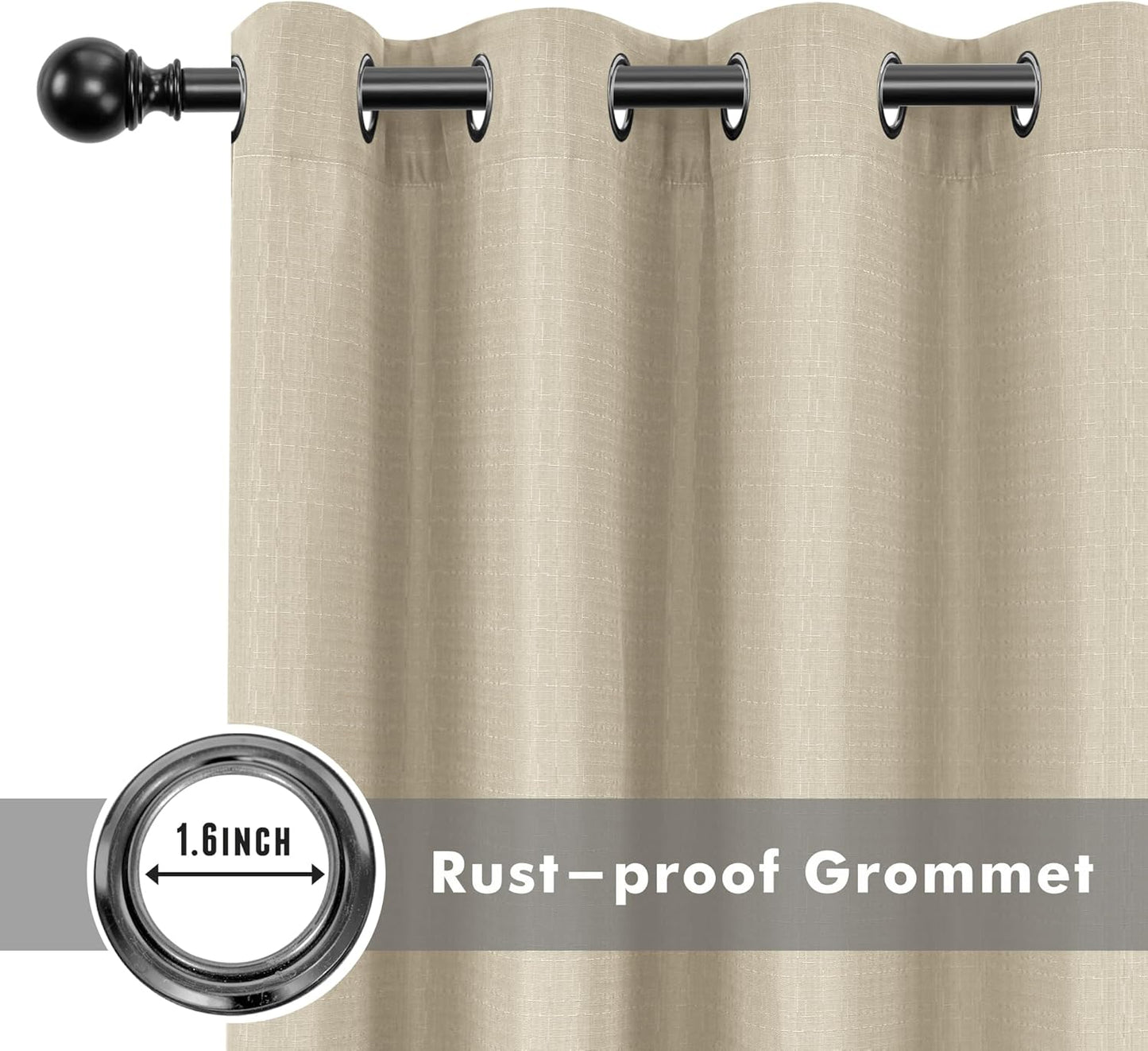 HolidayIdeas Linen Outdoor Curtains for Patio Waterproof 4 Panels Cream Outside Curtains 108 inch Length-Indoor/Outdoor Gazebo Curtains Weatherproof, Privacy for Pergola, Porch, Cabana 54"x108"
