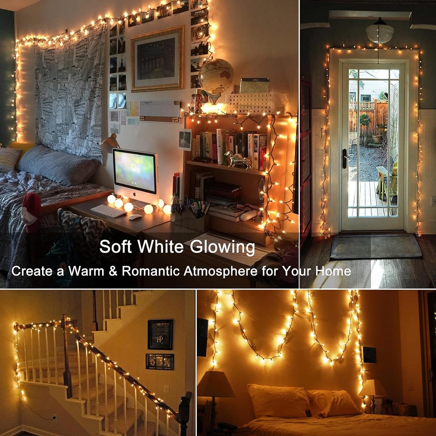 BrizLabs Steady On & Twinkle Christmas Lights - 100-ct Clear Outdoor Connectable Incandescent Mini Lights, Warm White String Lights for Xmas Tree, Indoor Holiday Party