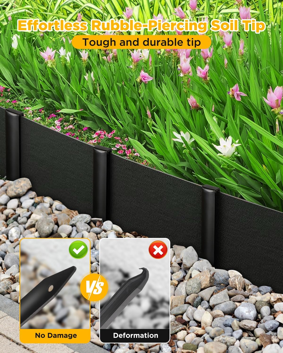 Landscape Edging Metal Stakes - 20 Pcs, 10 Inch Garden Landscape Stakes, High Carbon Steel Landscape Anchoring Stakes for Flowerbed Edging, Outdoor Tent and Landscape Edging Coil