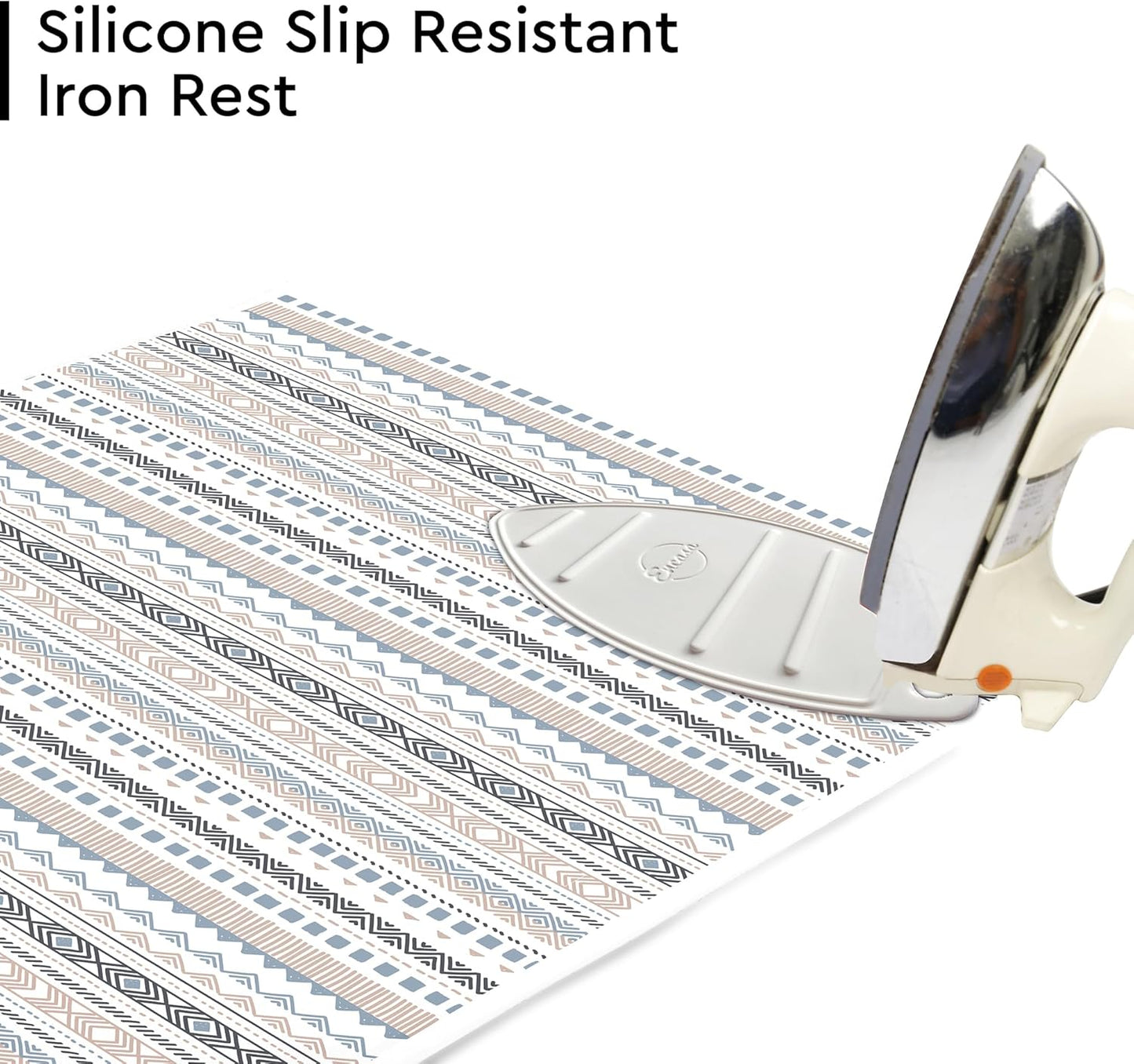 Encasa XO Ironing Mat/Pad (Large 48"x28") with 3mm Padding & Silicone Iron Rest for Steam Pressing on Tabletop or Bed - Heat Resistant, Portable, Quilting & Travel Blanket - Aztec