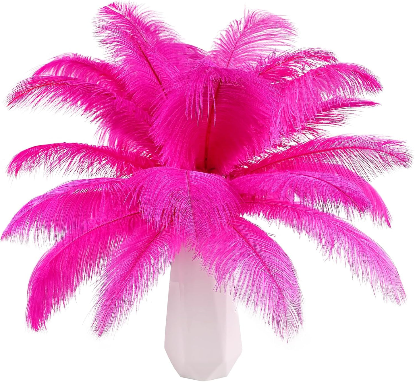 THARAHT Hot Pink Ostrich Feathers 12pcs Natural Bulk 8-10Inch 20cm-25cm for Crafts Wedding Party Centerpieces Easter Gatsbi and Home Decoration Feathers