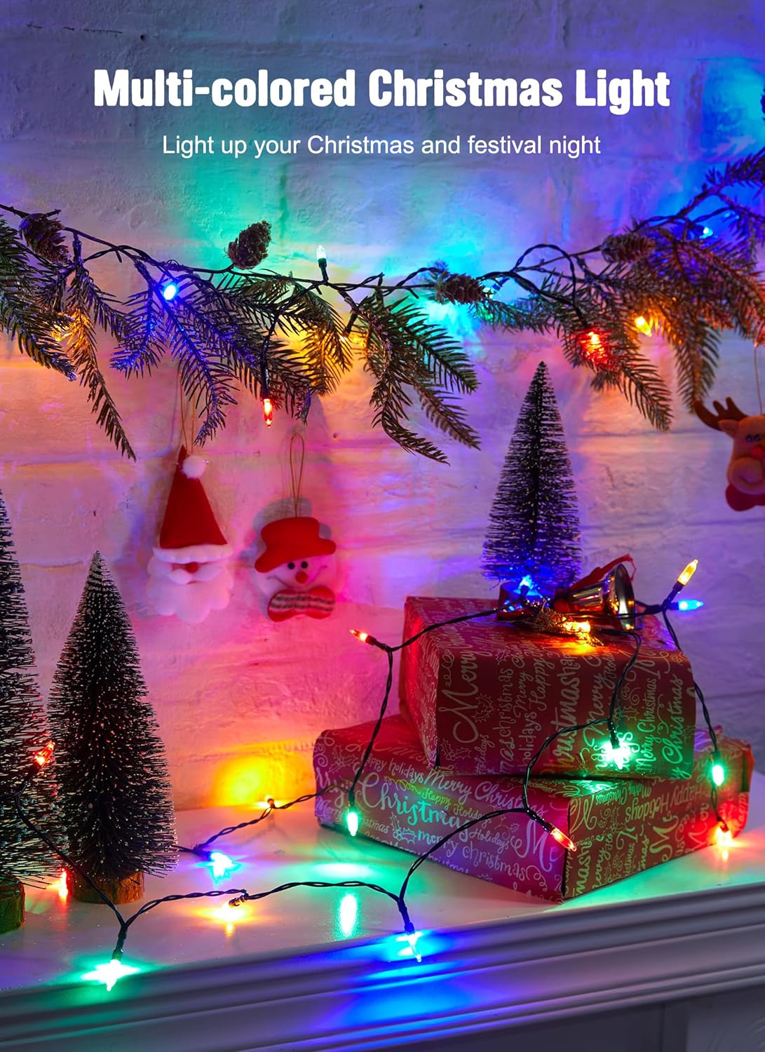 Battery Operated Christmas String Lights, 8ft 20 LED Mini Lights with Timer, Christmas Tree Lights for Indoor Outdoor Bedroom Wedding Party Holiday Xmas Decoration，Multicolor