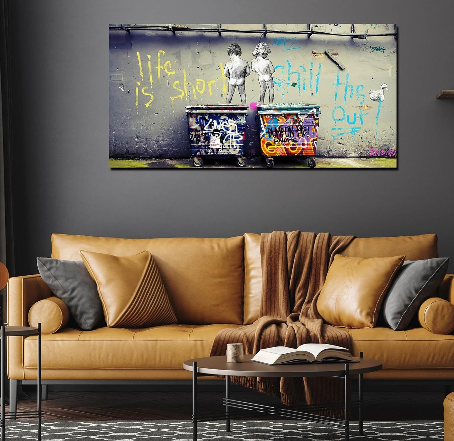Graffiti Wall-Art - Large Abstract Art Wall Decor - Canvas Wall Art for Living Room Ready to Hang Size 59" x 29"