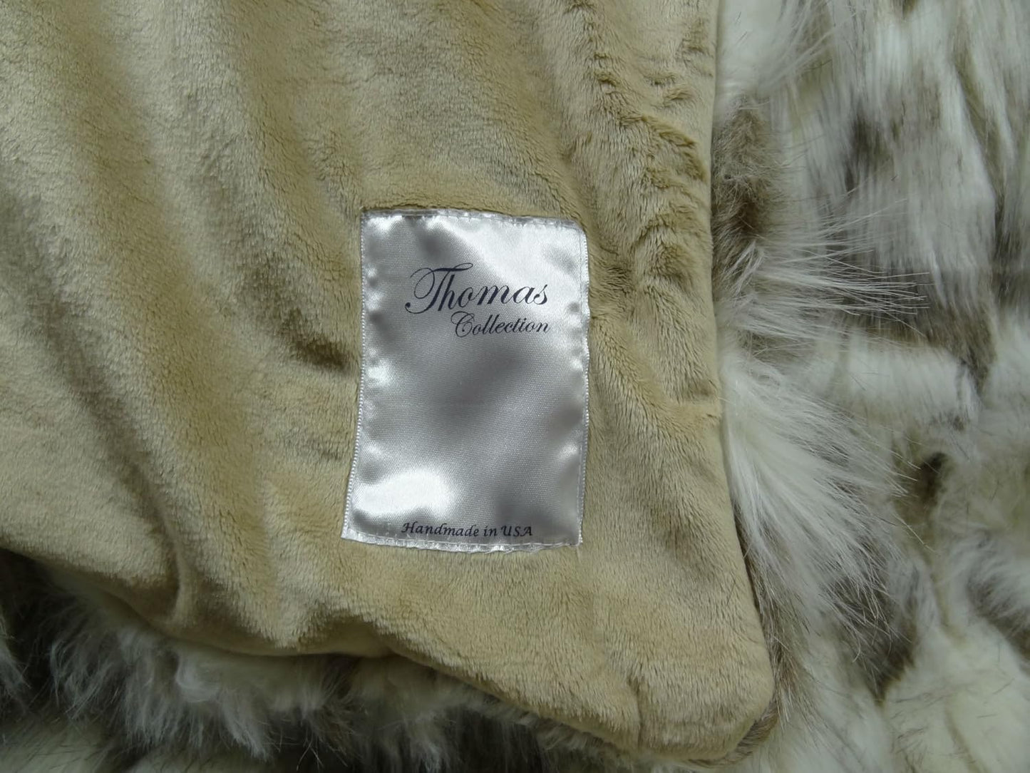 Ivory Beige Luxury Faux Fur Throw Blanket - Tibet Fox Fur - 108W x 90L