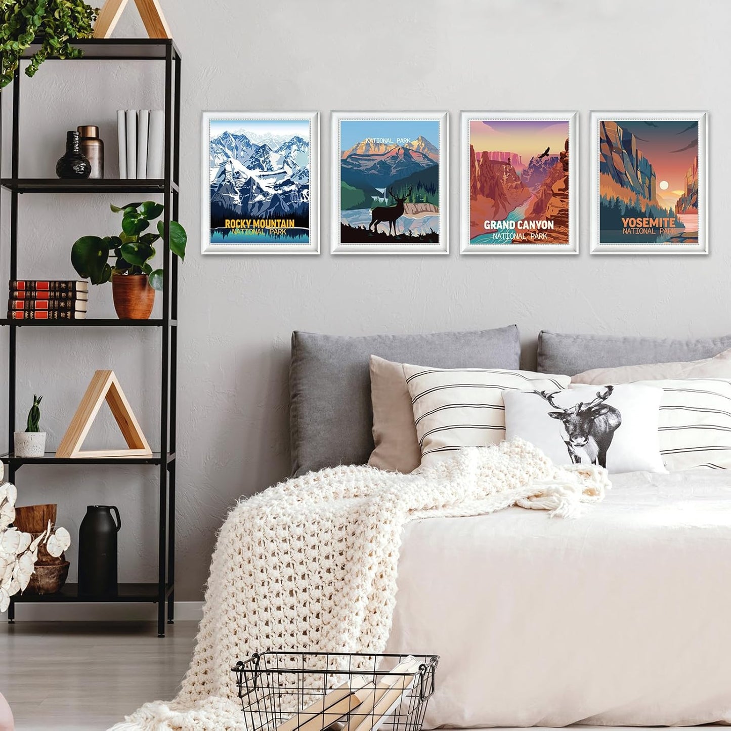 Outus 9 Pieces Vintage National Park Art Posters Prints Nature Art and Mountain Print Set Abstract Travel Unframed for Hikers Campers Living Room Decor, 8 x 10 Inch(National Park)