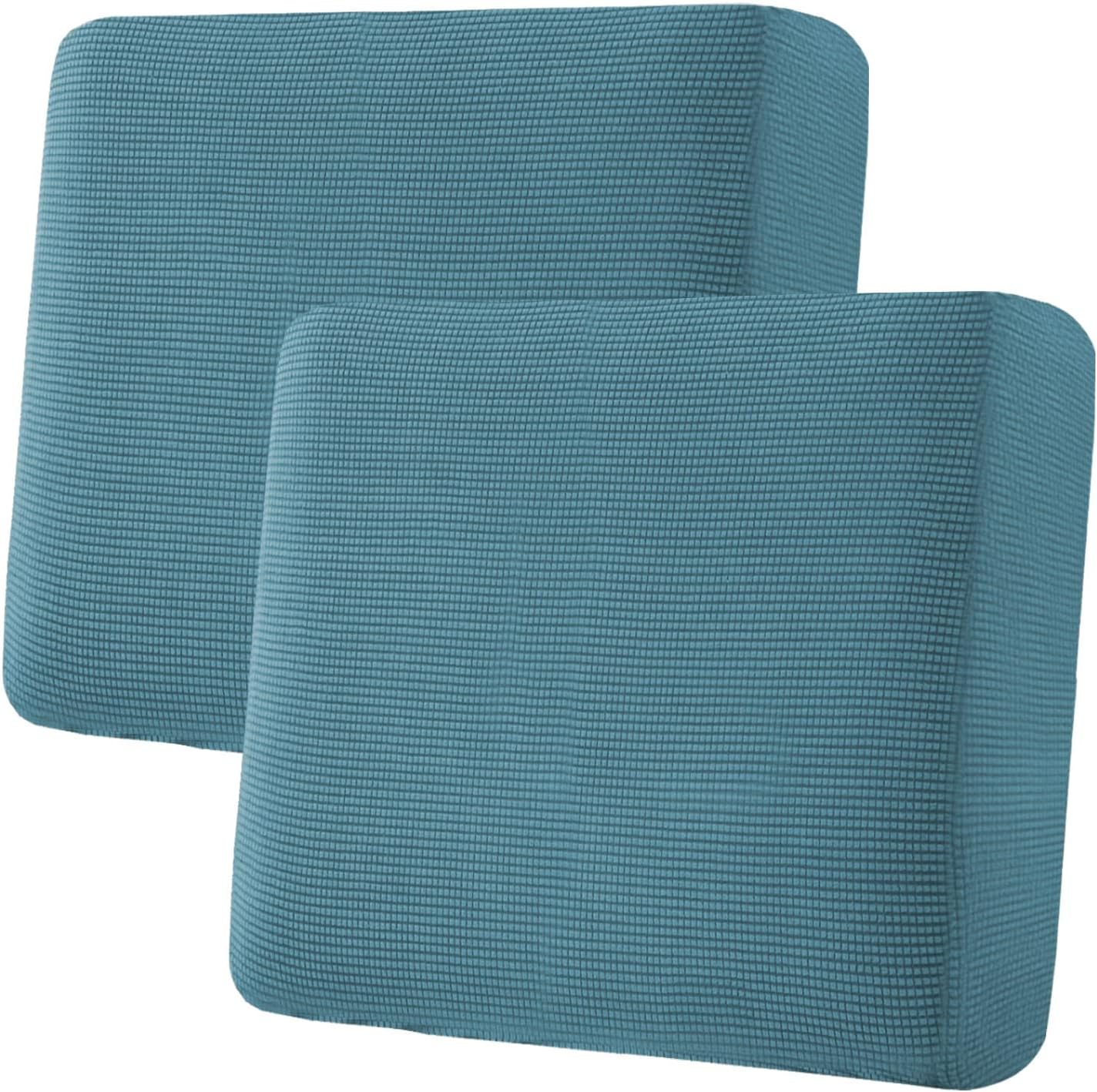 H.VERSAILTEX Super Stretch Individual Seat Cushion Covers Sofa Covers Couch Cushion Covers Slipcover Sets Thick Jacquard Textured Twill Fabric (2 Piece Large Sofa Cushion Covers, Storm Blue)