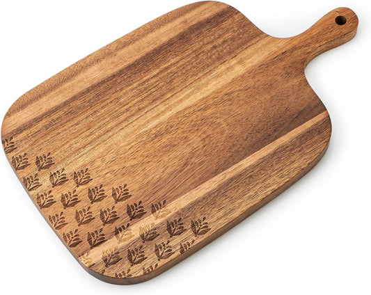 Acacia Wood Cutting Board - Wooden Kitchen Cutting Board for Meat, Cheese, Bread,Vegetables &Fruits- Charcuterie Board Cheese Serving Board with Handle,12" x 7”