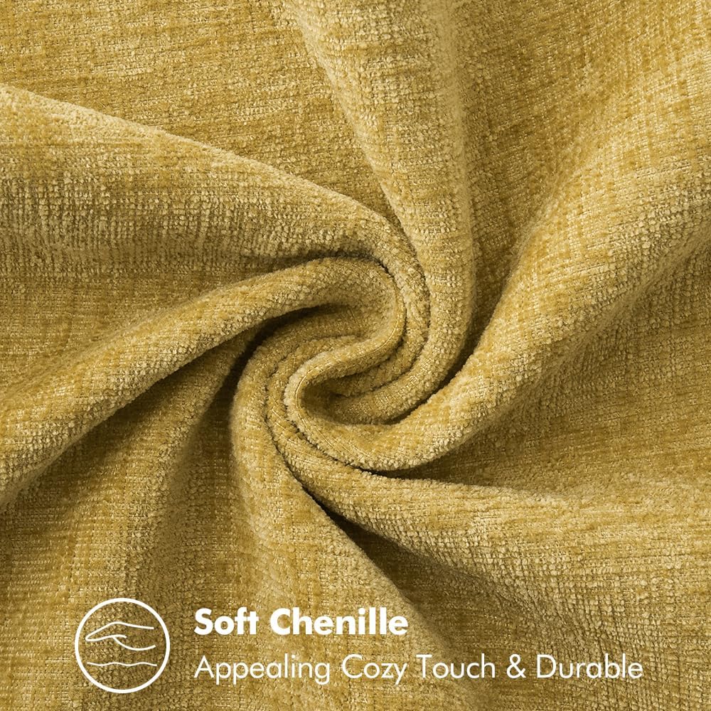 MIULEE Pack of 2 Couch Throw Pillow Covers 20x20 Inch Mustard Yellow Farmhouse Decorative Pillow Covers with Stitched Edge Soft Chenille Solid Dyed Fall Pillow Covers for Sofa Bed Living Room