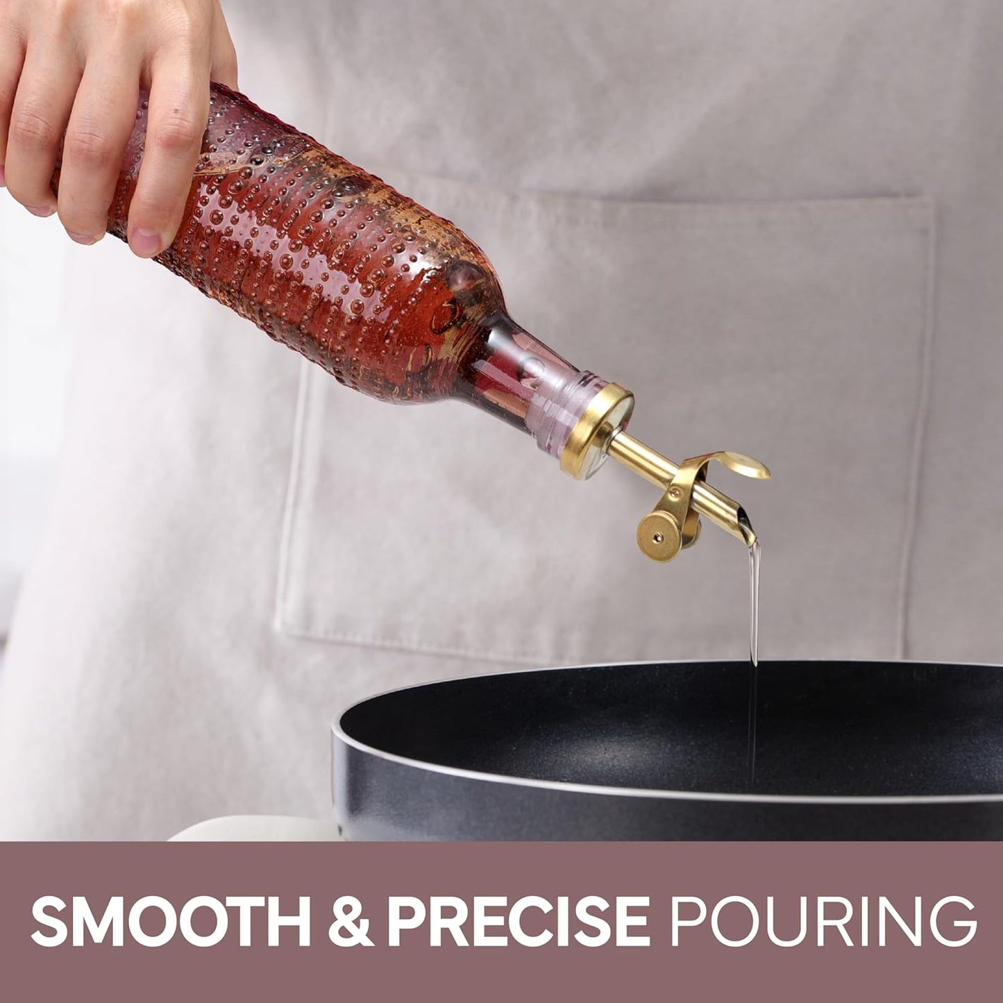 COOK WITH COLOR Glass Olive Oil Bottle Dispenser - 2 Pack- 17oz Oil and Vinegar Cruet - Olive Oil Carafe Decanter for Kitchen