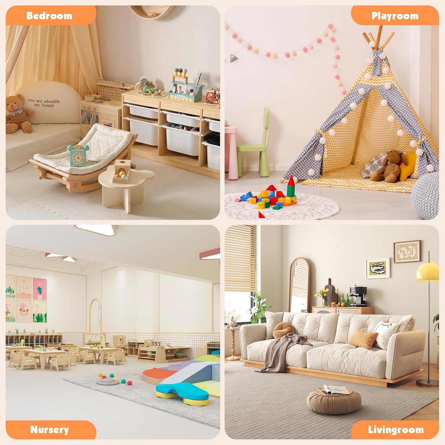 Kids Toy Storage Organizer with 3 Removable Plastic Bins Toddler Montessori Bookshelf with Stuffed Animal Net Holder Baby Bookcase Plush Organizer for Playroom,Bedroom,Kids Room,Classroom,Nursery